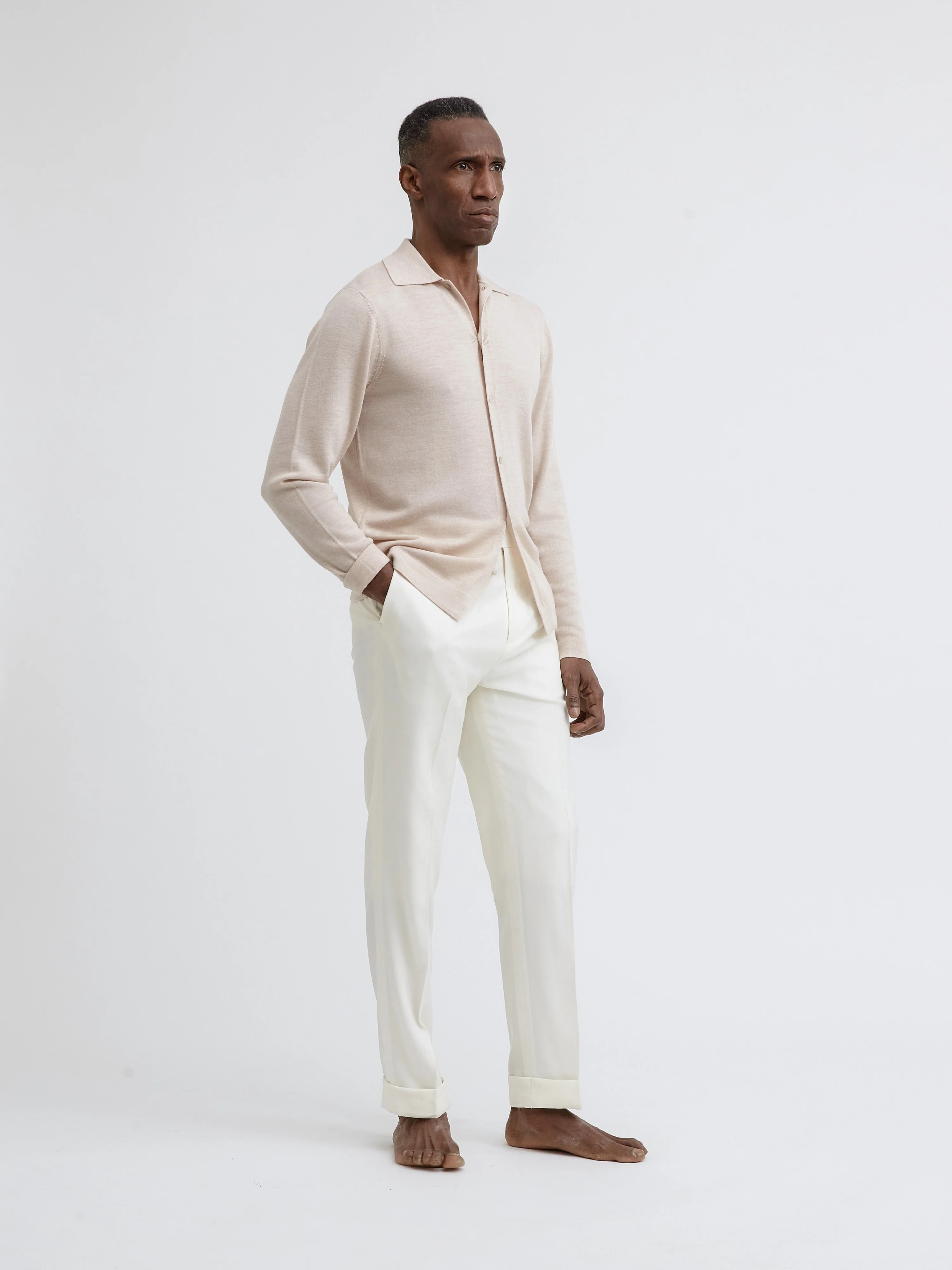 Beige Merino Wool Cardigan - Image 3