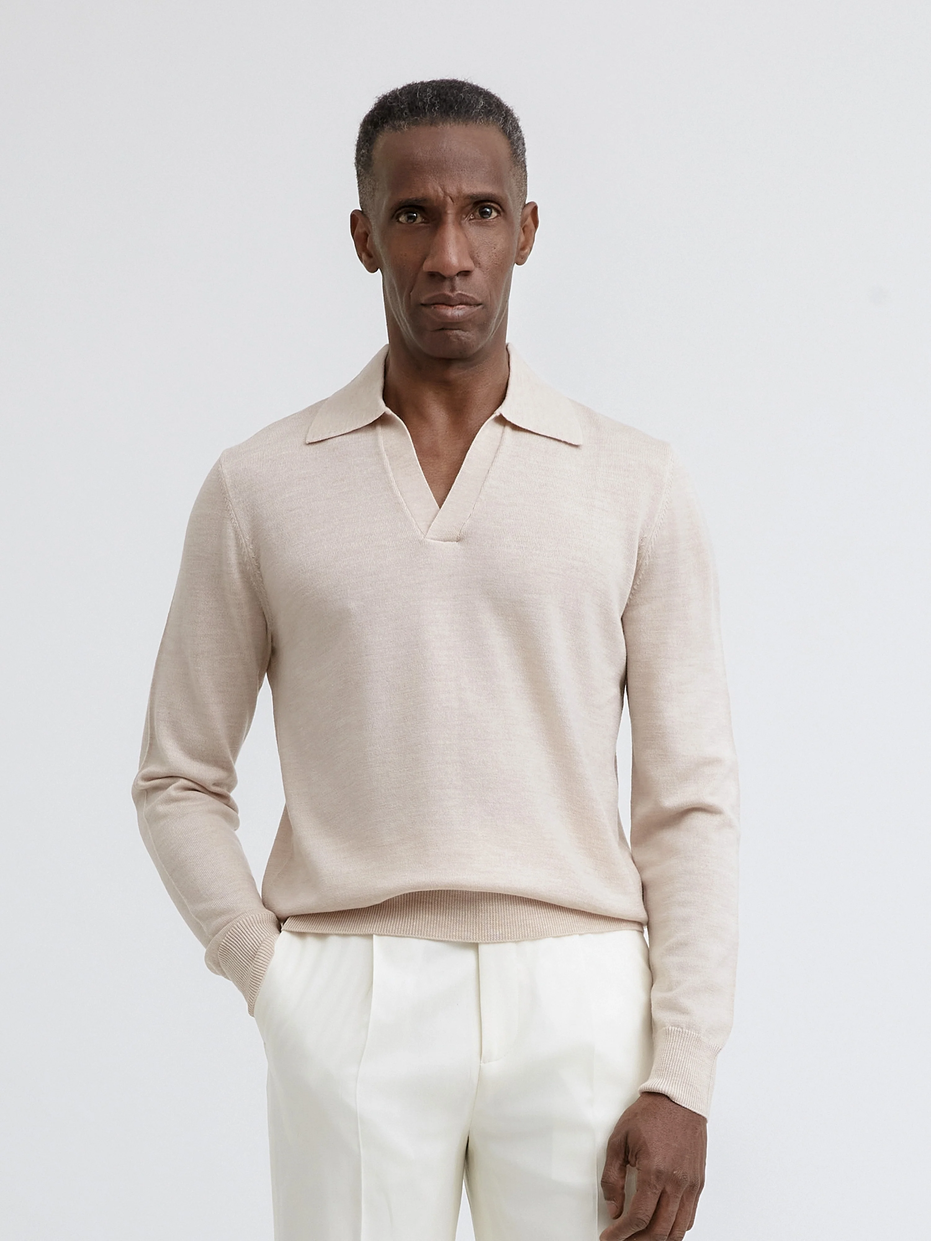 Beige Merino Wool Polo - Image 4