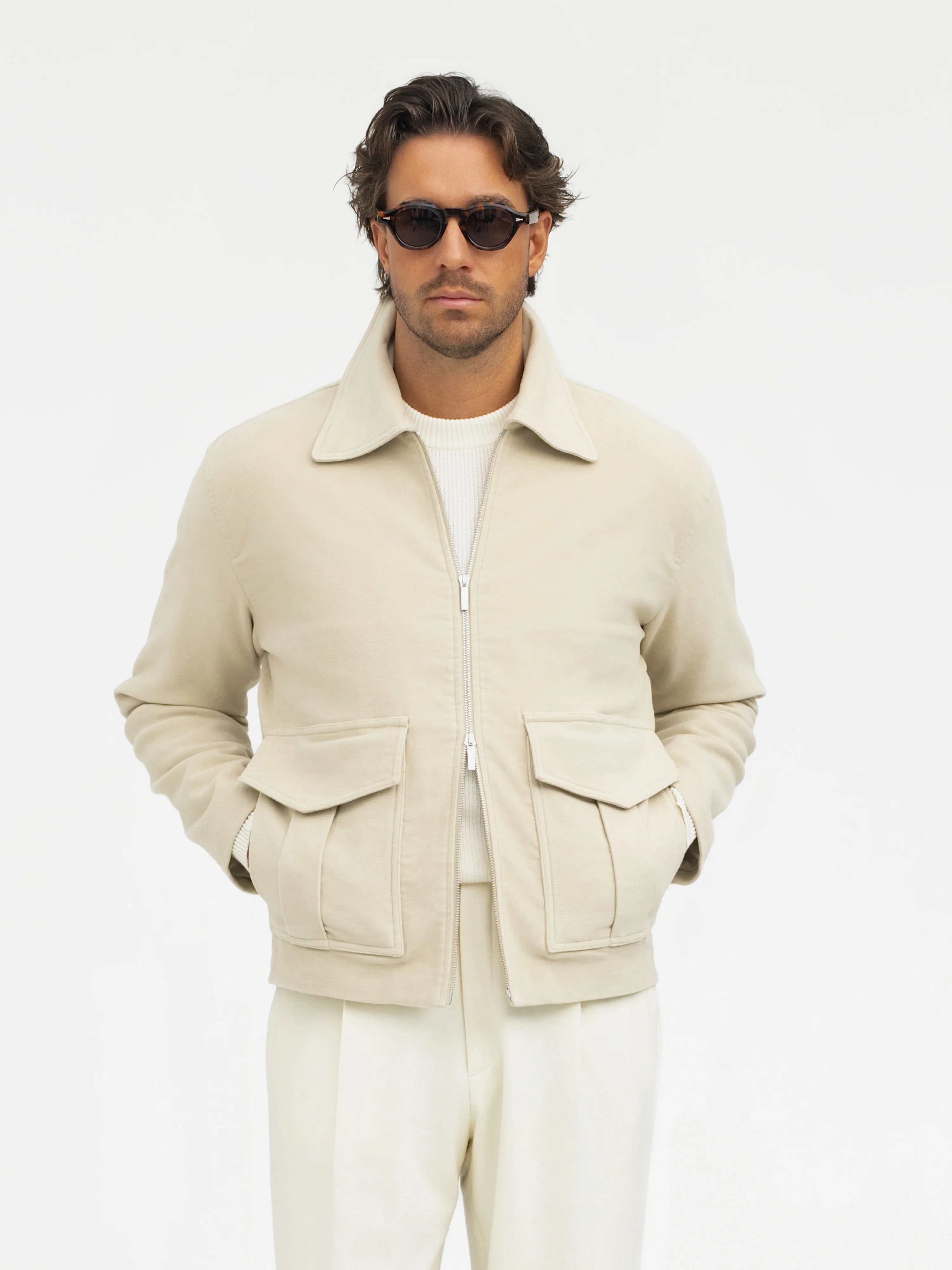Beige Moleskin Flight Jacket - Image 3