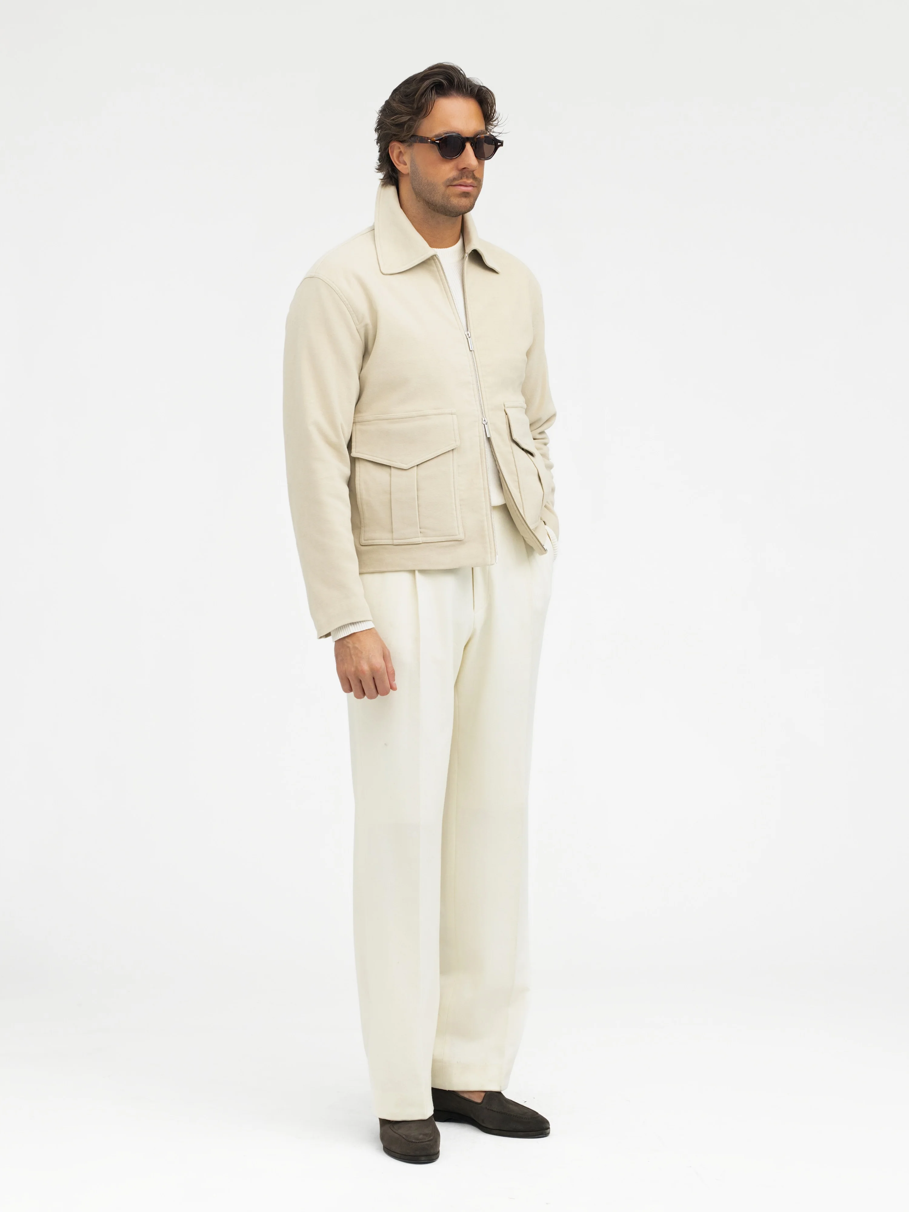 Beige Moleskin Flight Jacket - Image 4