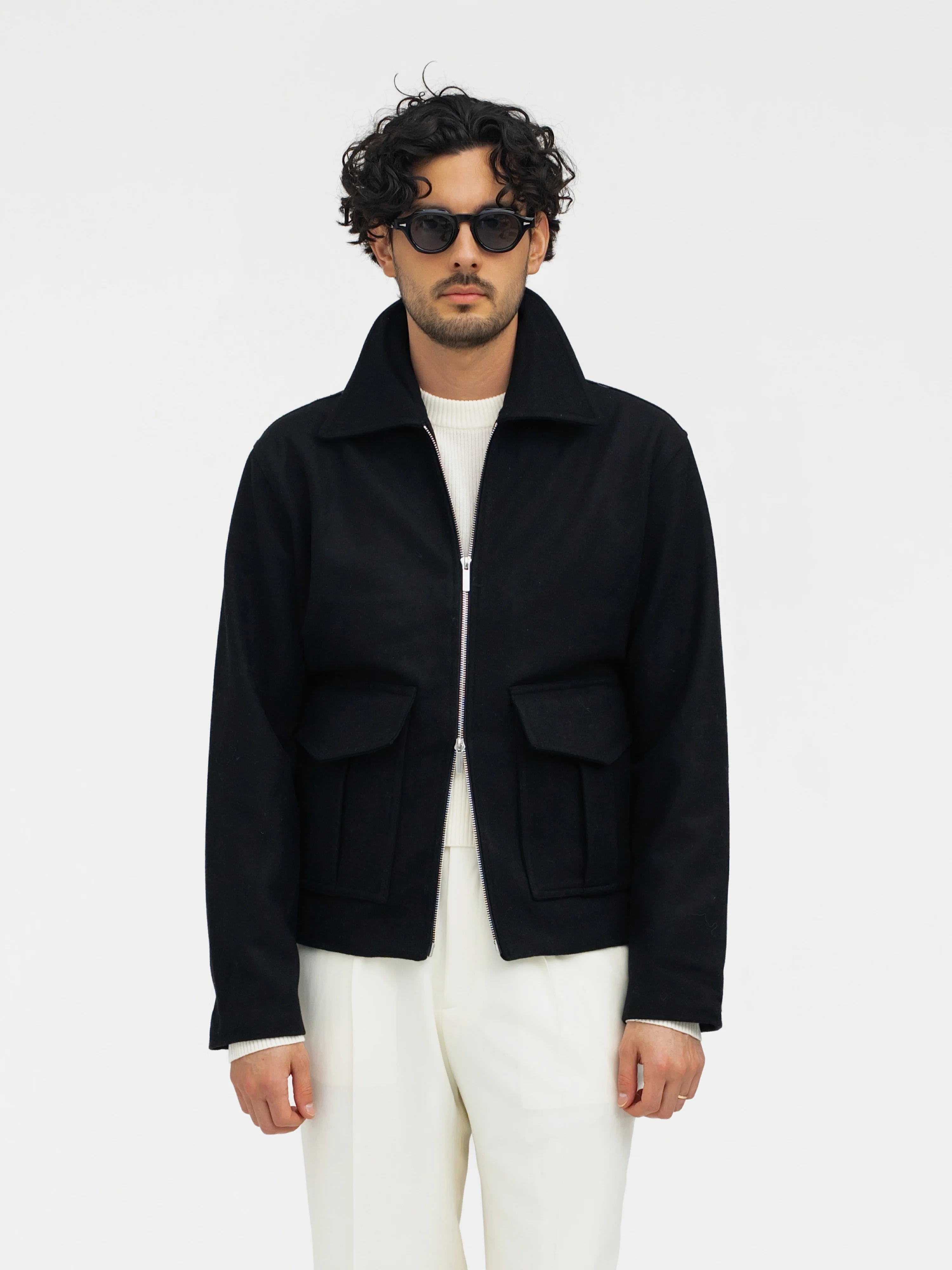 Black Flannel Flight Jacket - Image 3