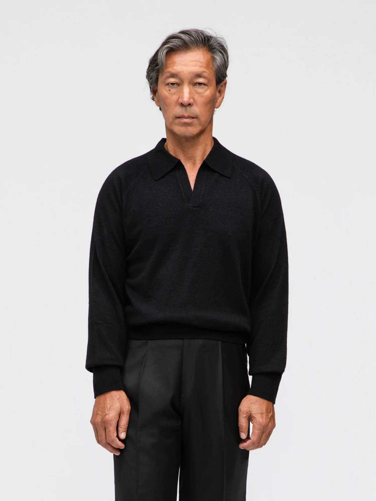 Black Merino Wool Cashmere Polo - Image 4