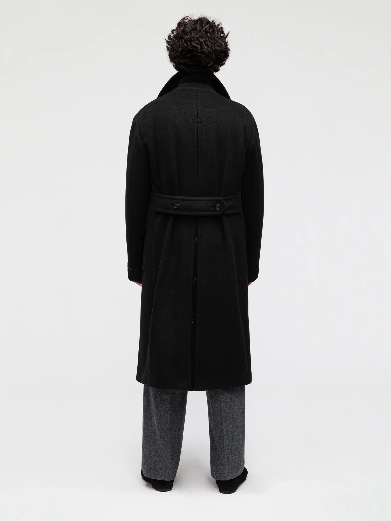 Black Wool Cashmere Polo Coat - Image 5