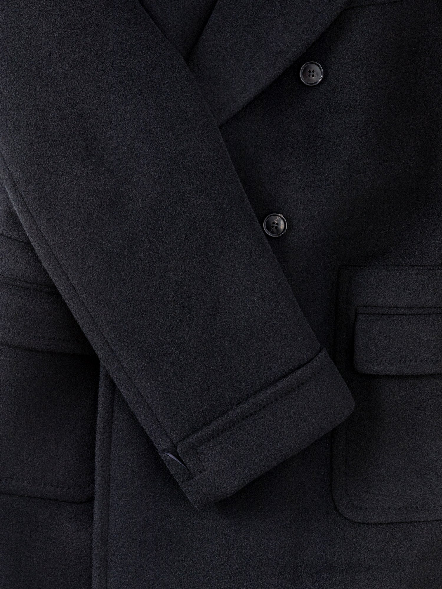 Black Wool Cashmere Polo Coat - Image 6