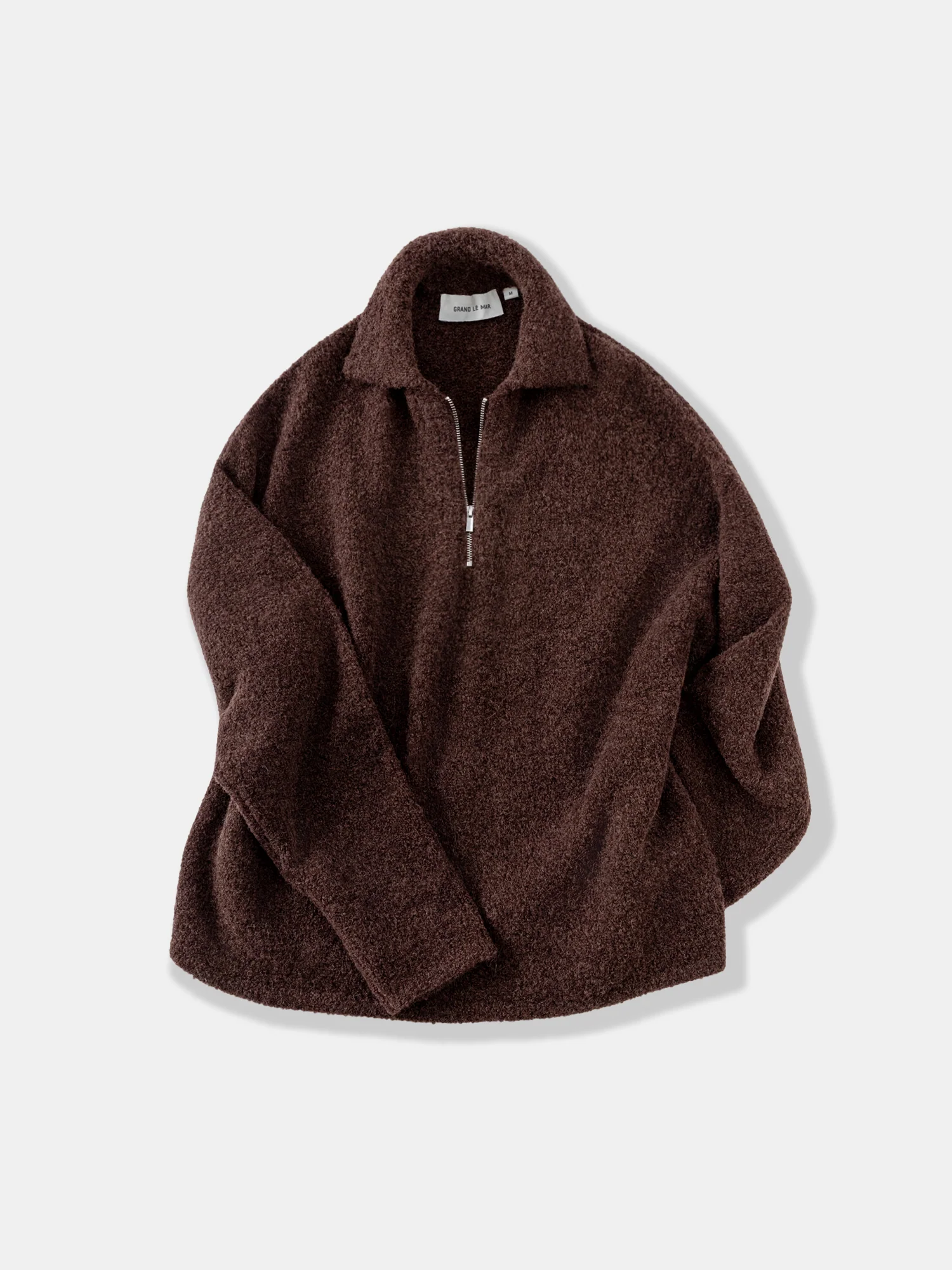 Brown Bouclé Half Zip - Image 2