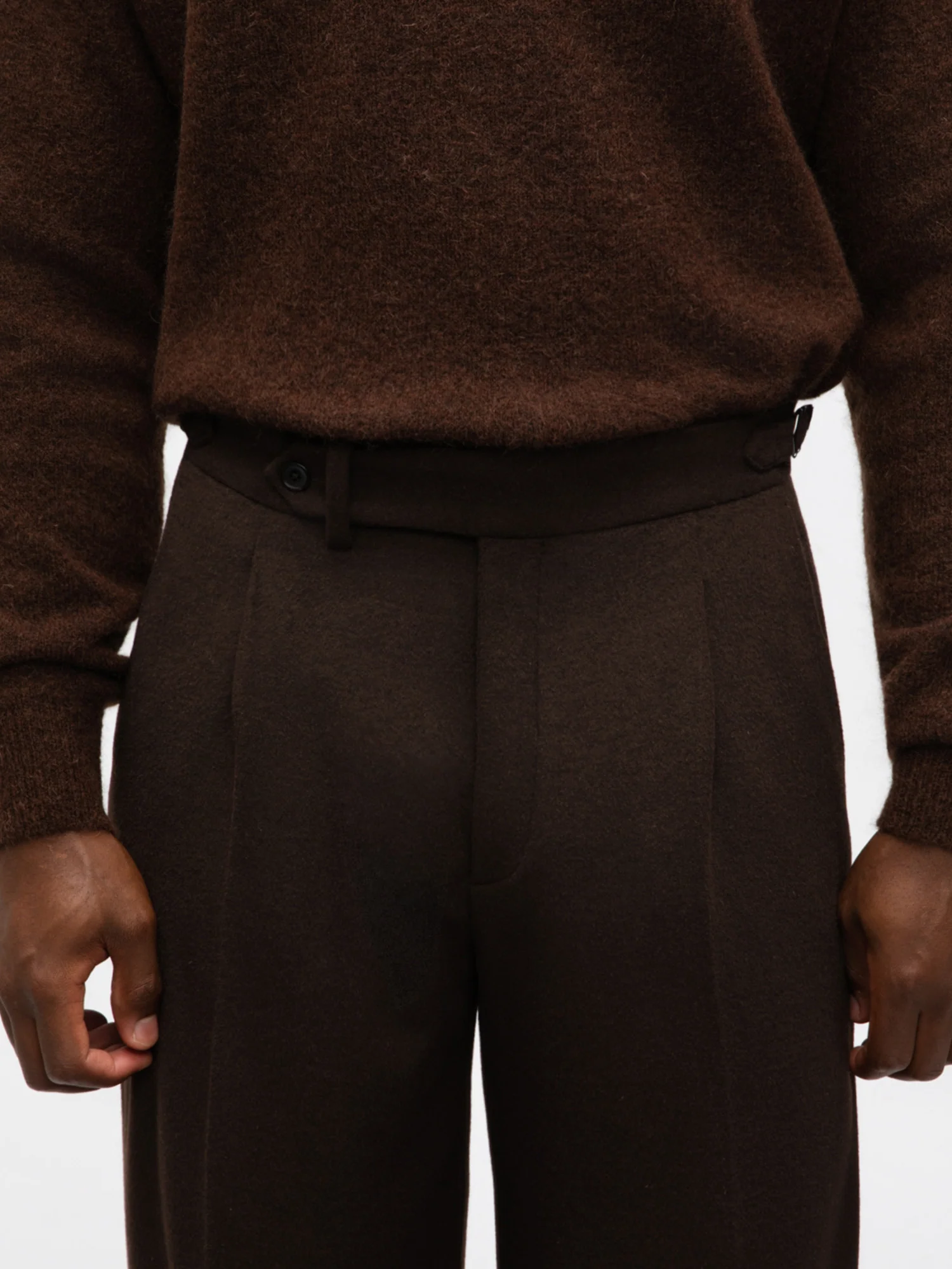 Brown Wool Cashmere Trousers (Extra Wide Fit) - Image 4