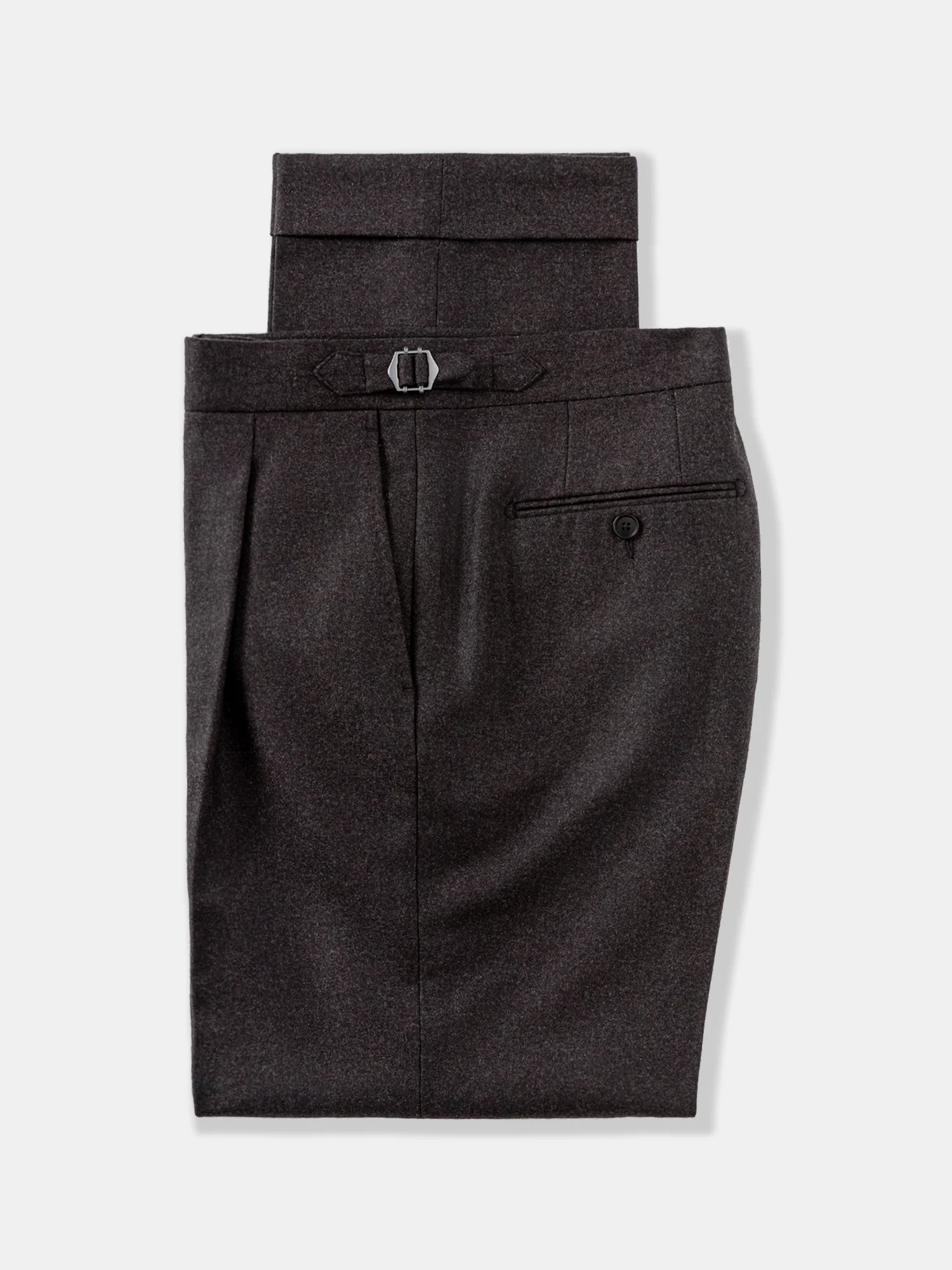 Brown Flannel Wool Trousers (Straight Fit) - Image 2