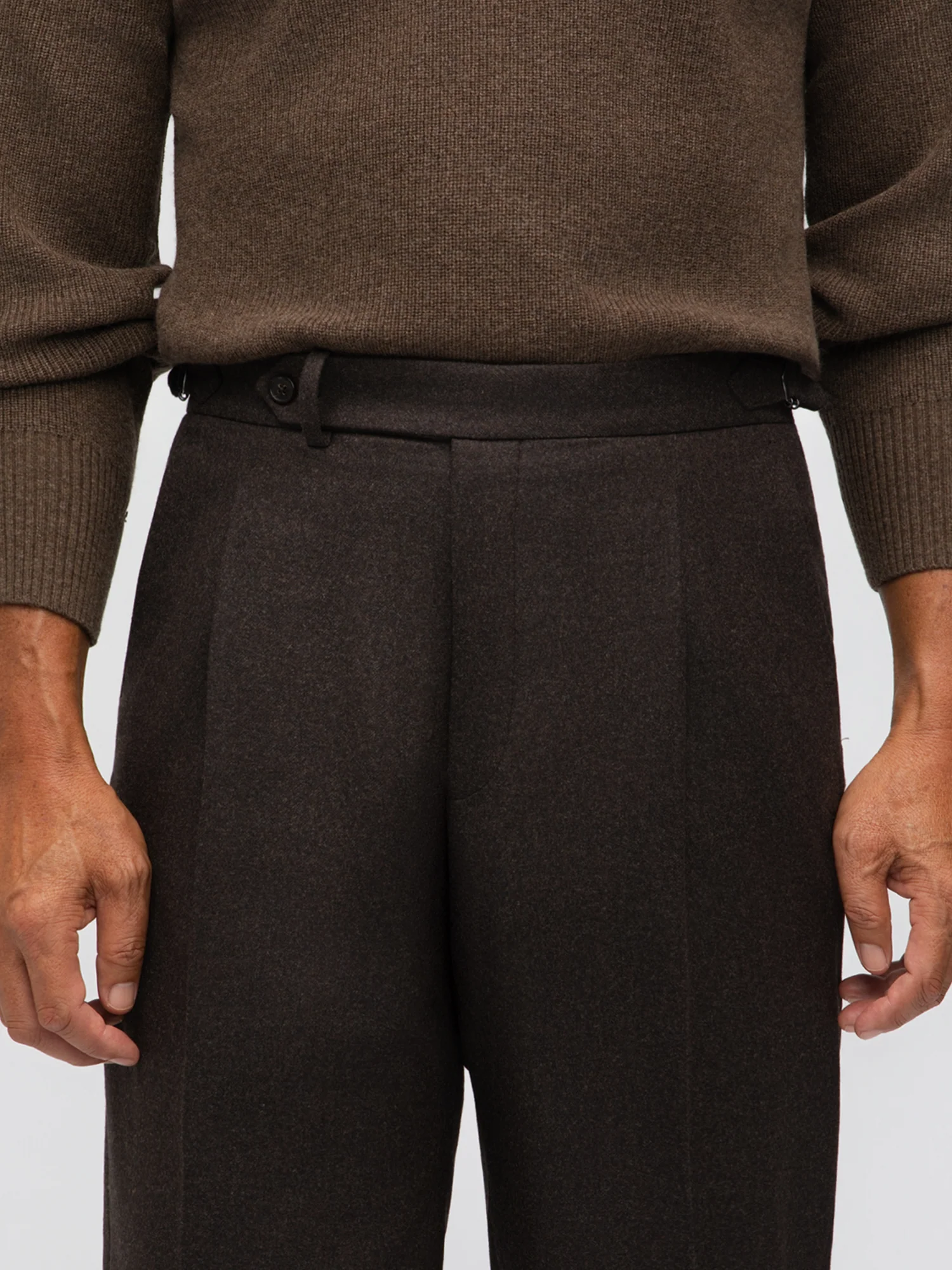 Brown Flannel Wool Trousers (Straight Fit) - Image 4