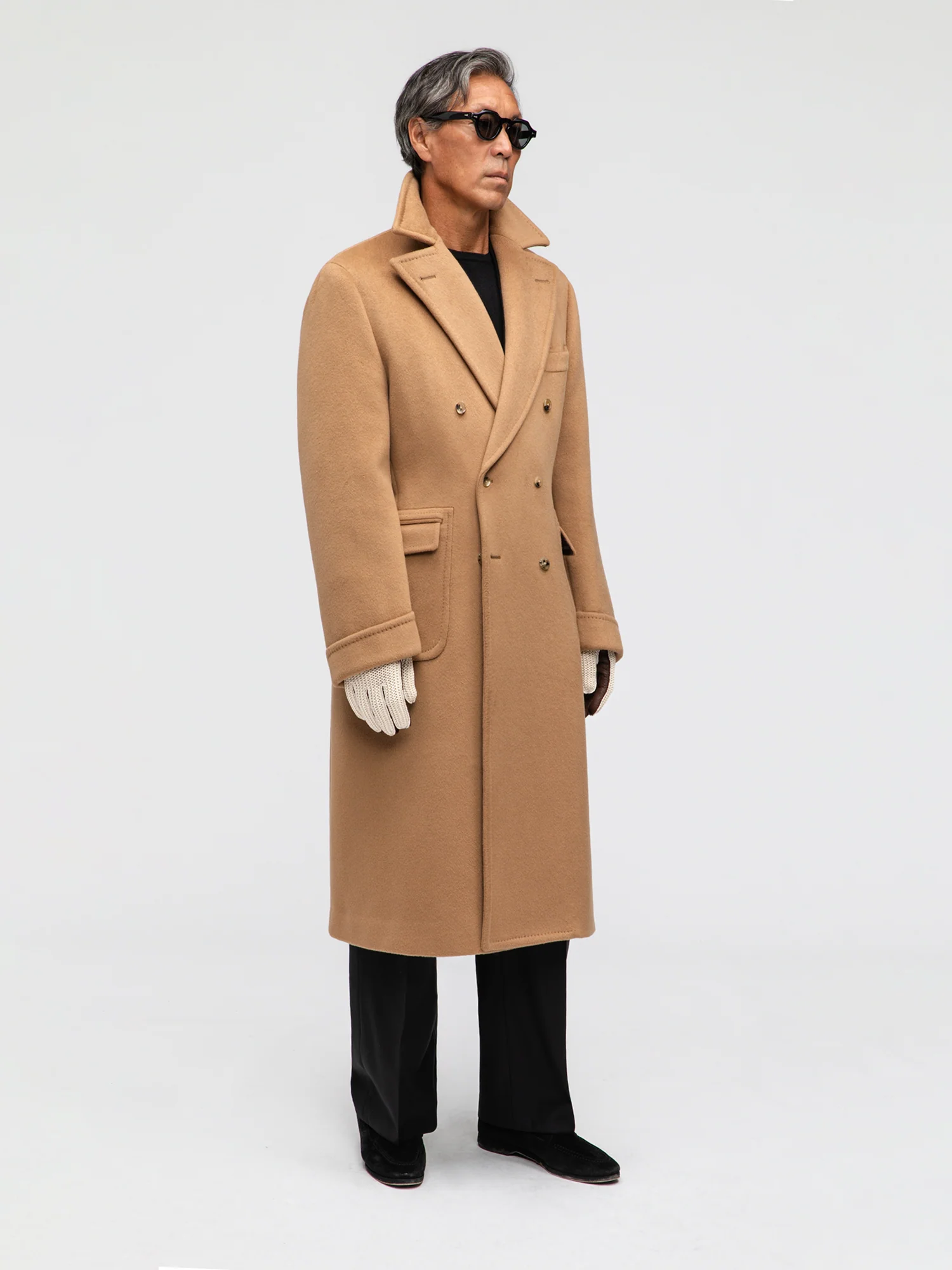 Camel Wool Cashmere Polo Coat - Image 3