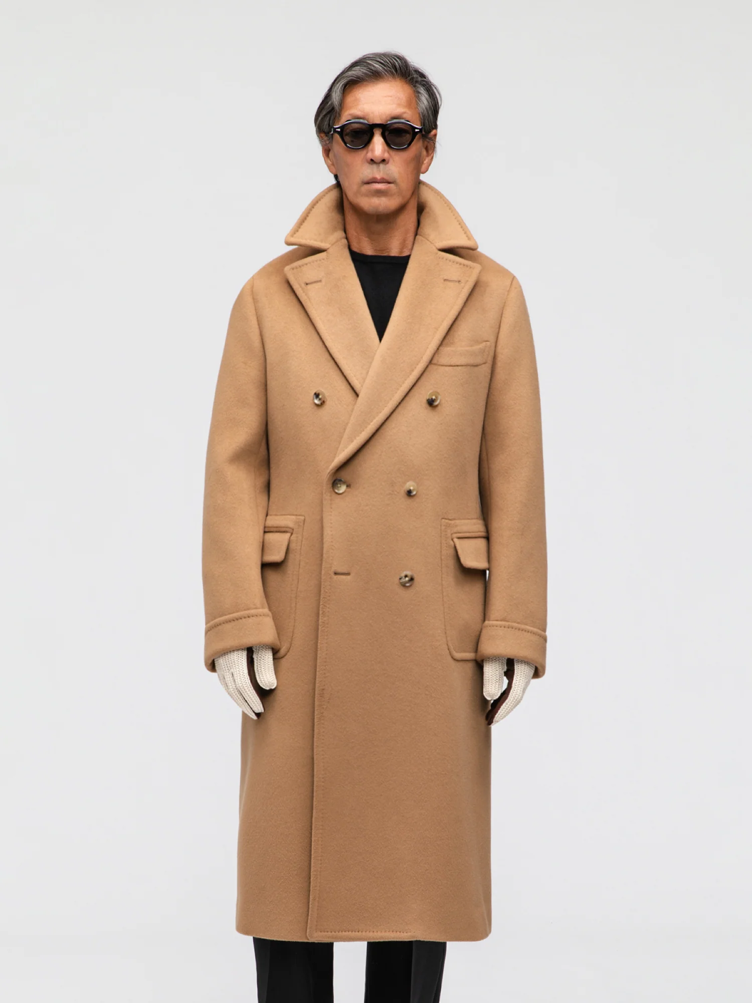 Camel Wool Cashmere Polo Coat - Image 4