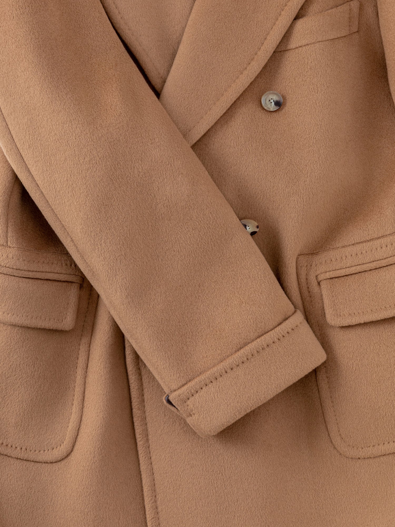Camel Wool Cashmere Polo Coat - Image 5