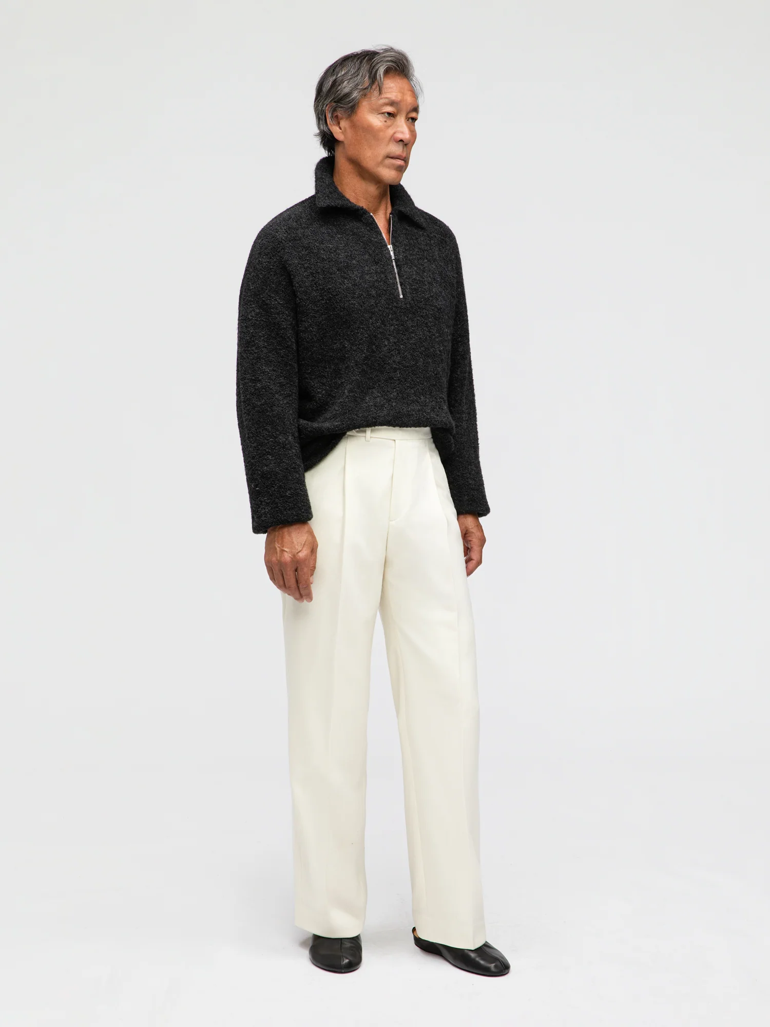 Charcoal Bouclé Half Zip - Image 3