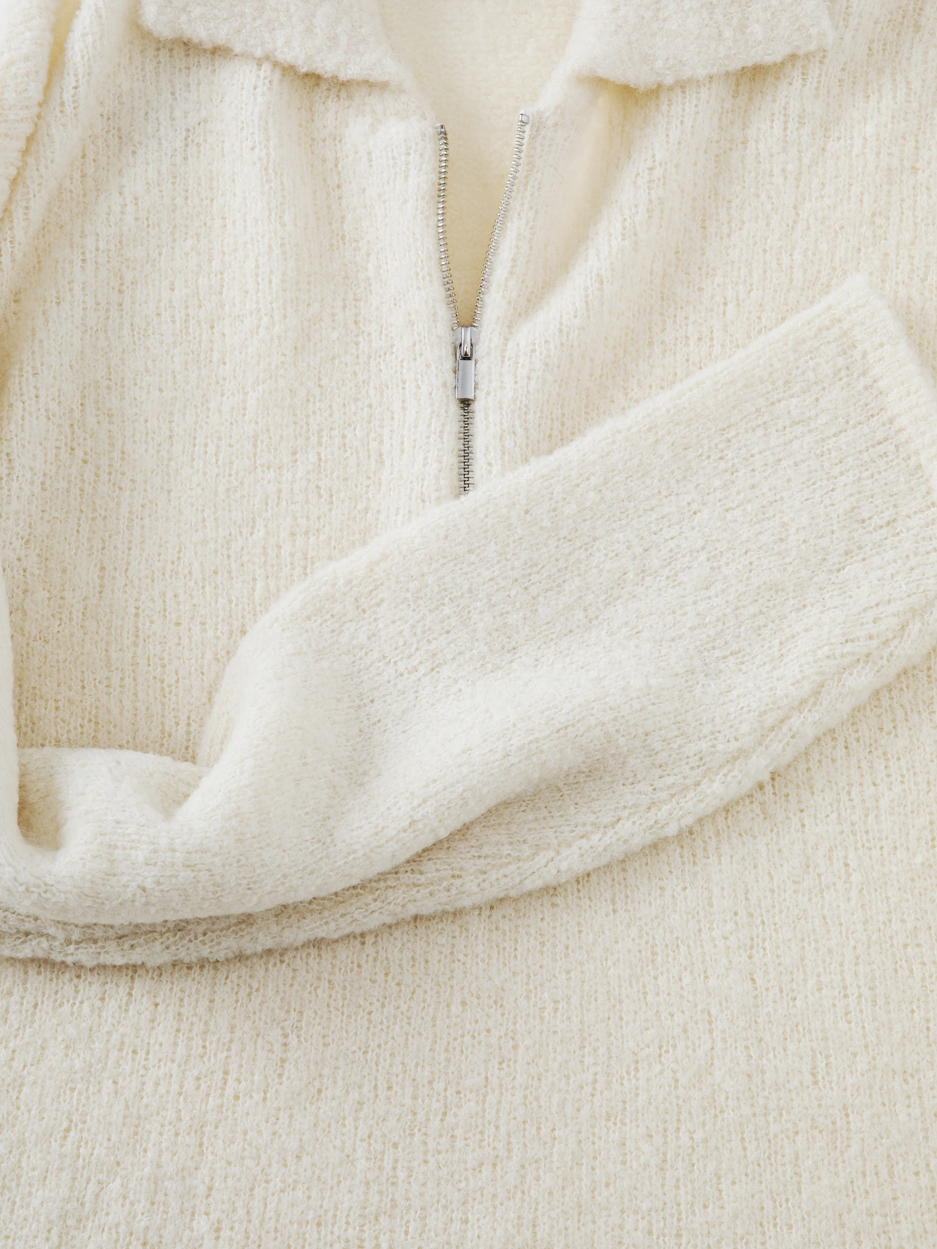 Ivory Bouclé Half Zip - Image 7