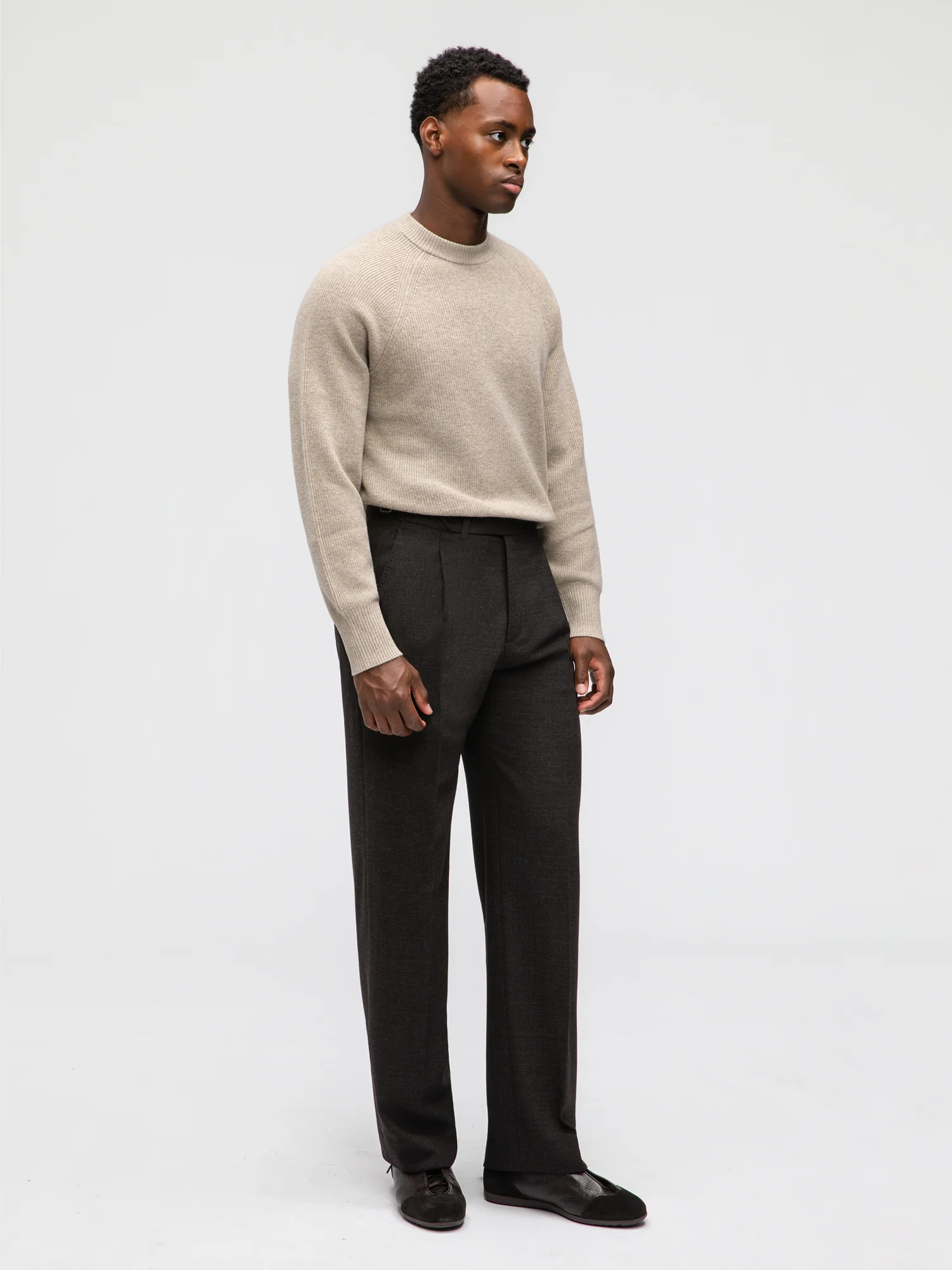 Dark Brown Heavyweight High Twist Trousers (Wide Fit) - Image 3