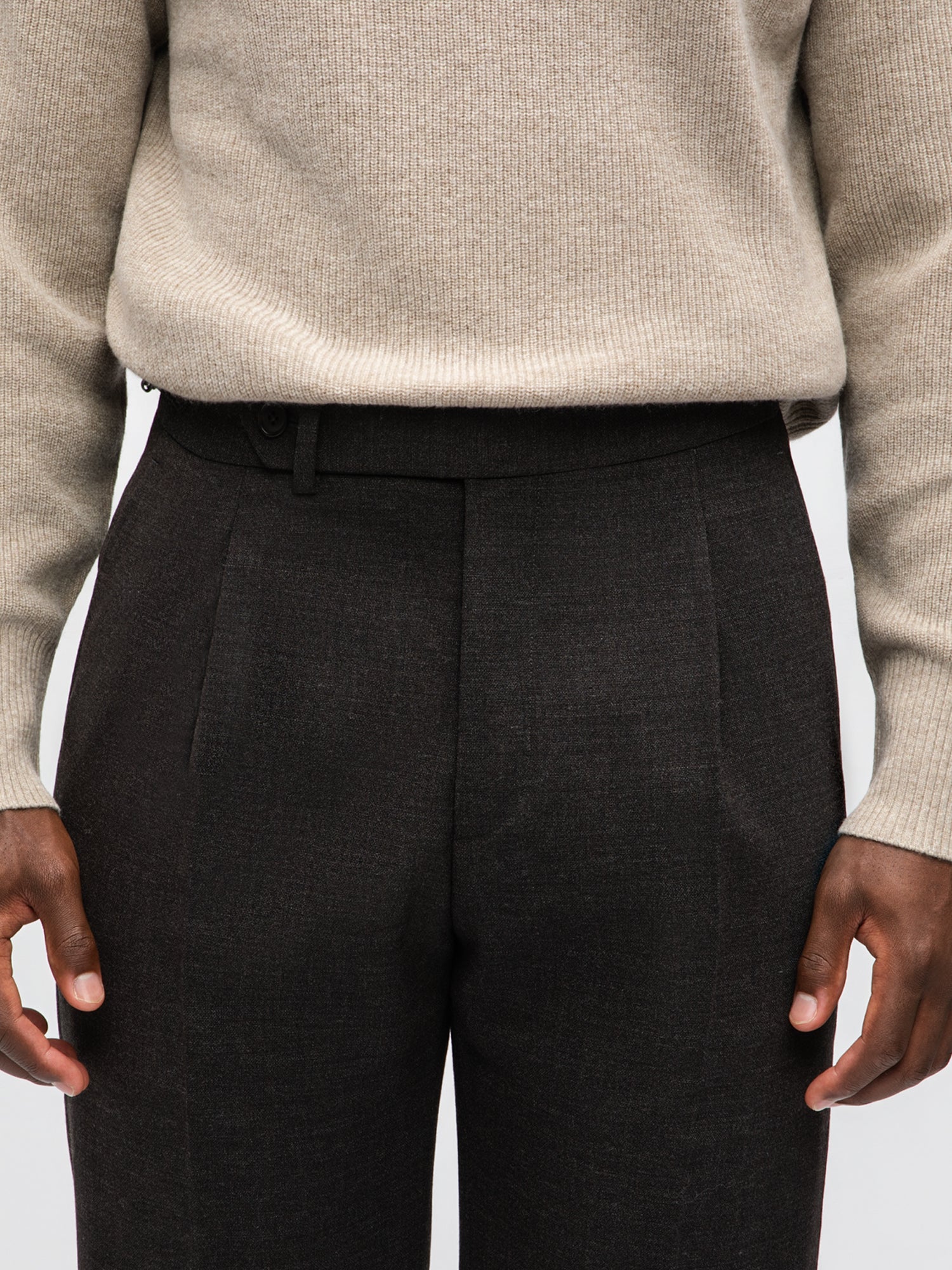 Dark Brown Heavyweight High Twist Trousers (Wide Fit) - Image 4