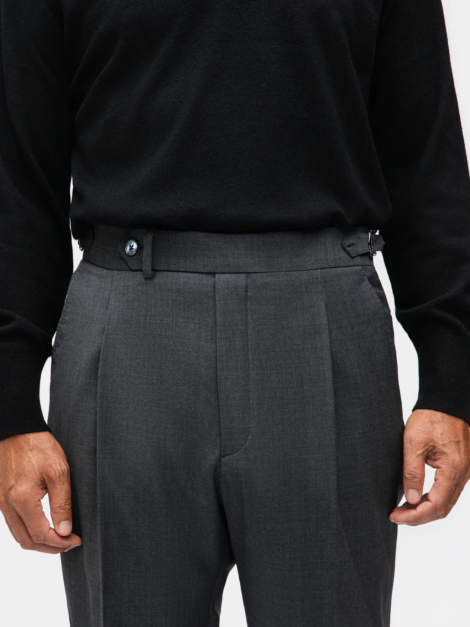 Dark Grey Wool Trousers (Straight Fit) - Image 4