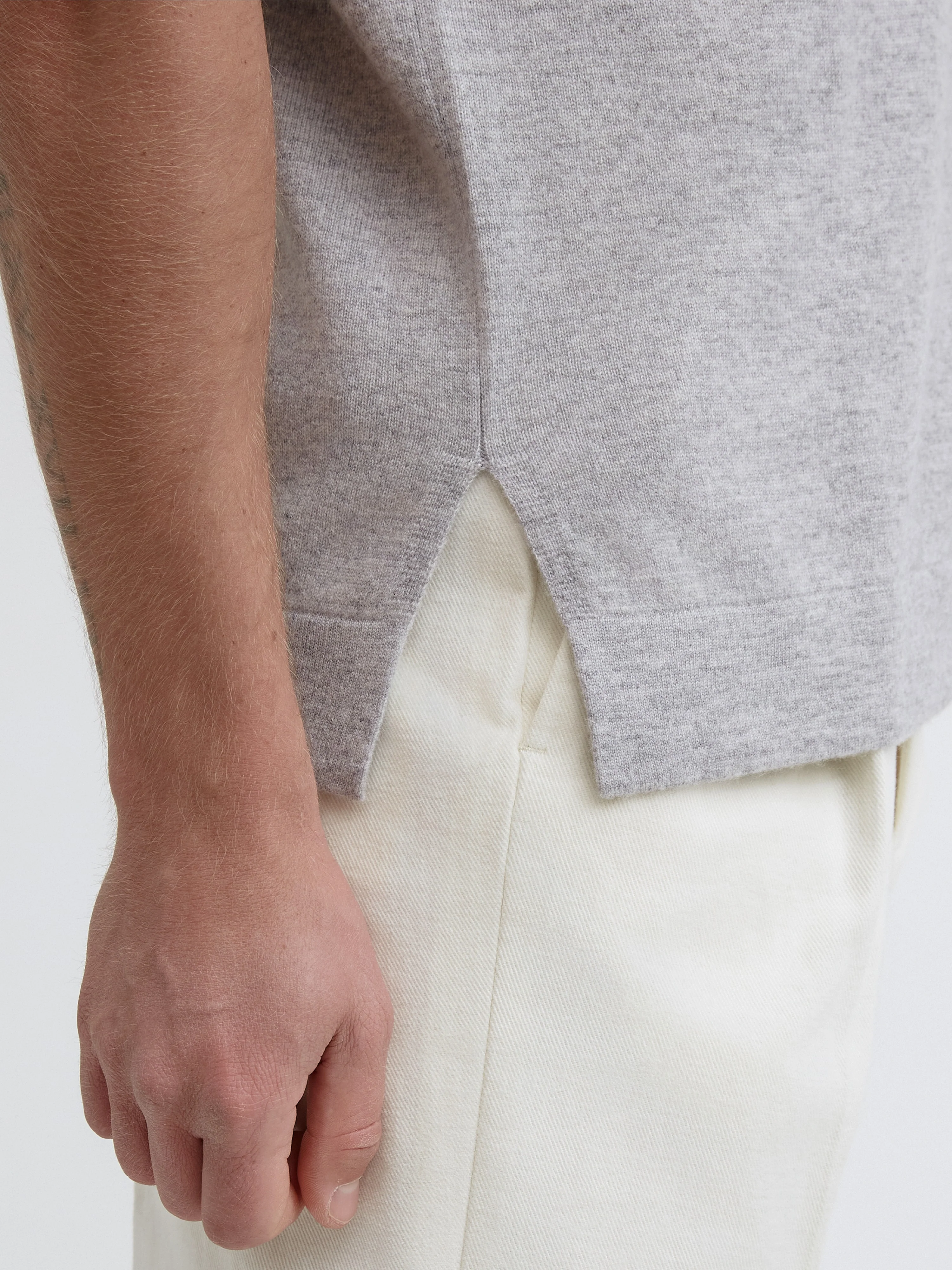 Grey Merino Wool Cashmere T-shirt - Image 5