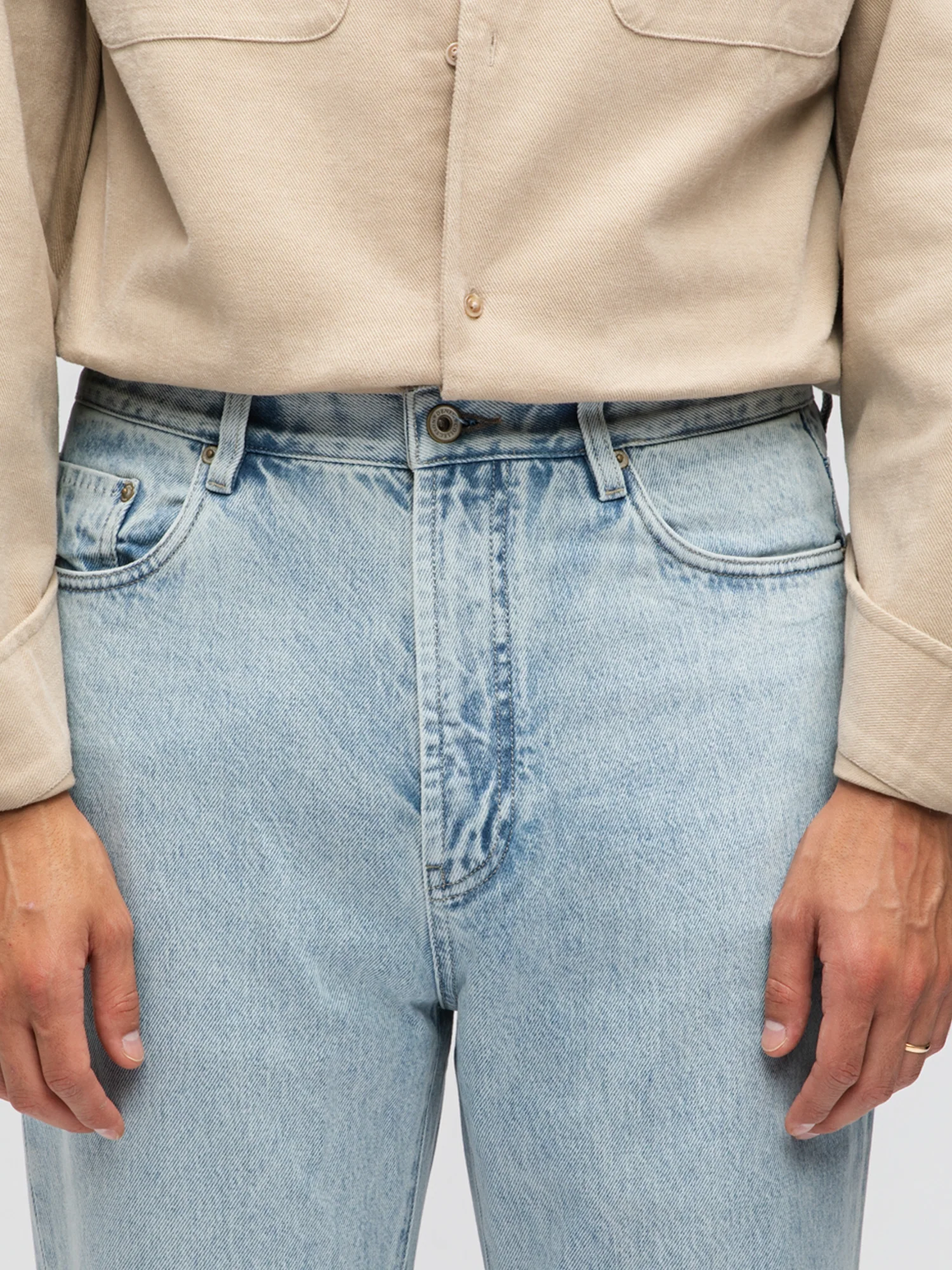Light Blue Washed Denim Jeans - Image 4