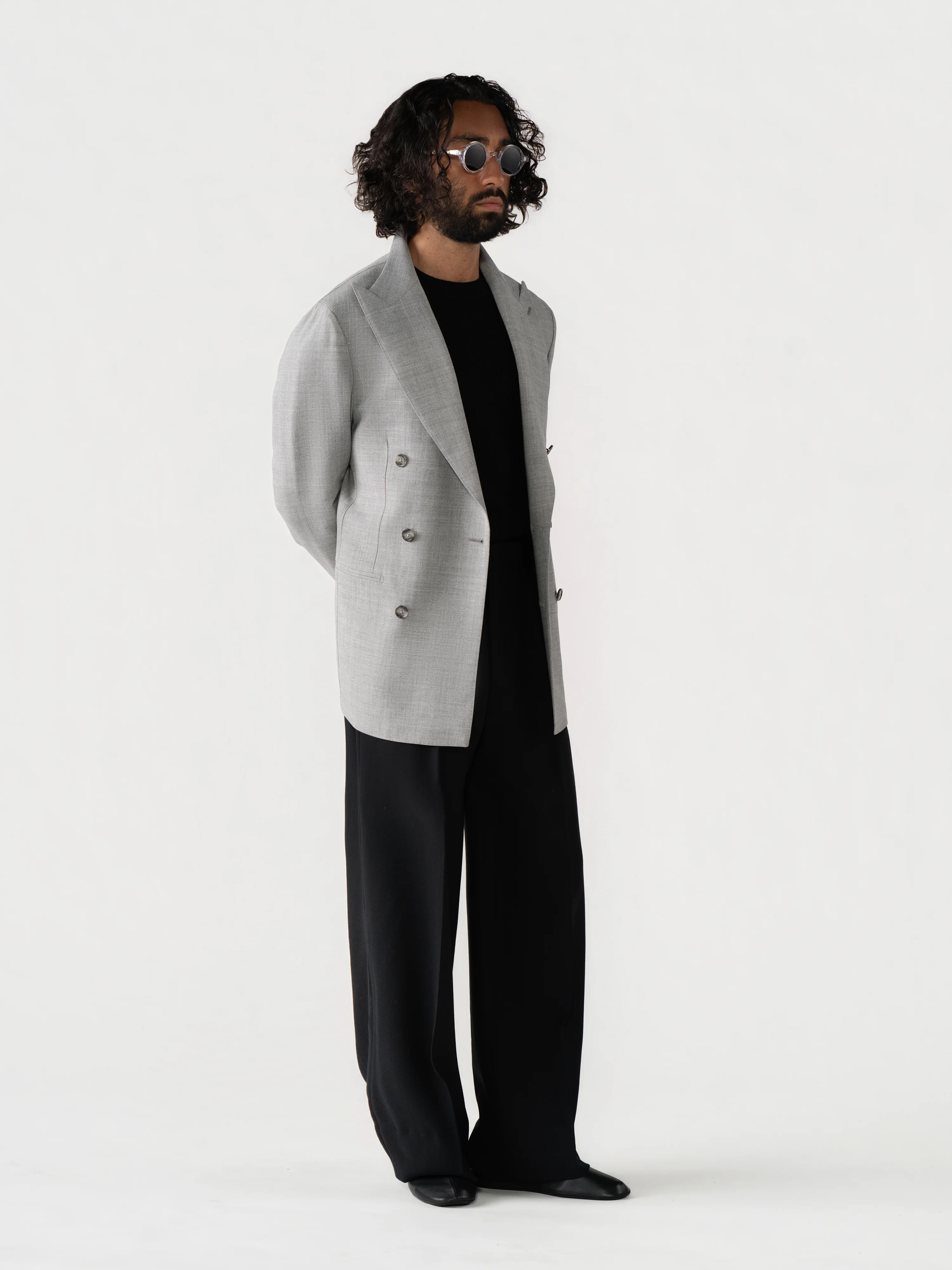 Light Grey High Twist Wool Jacket (DB) - Image 3
