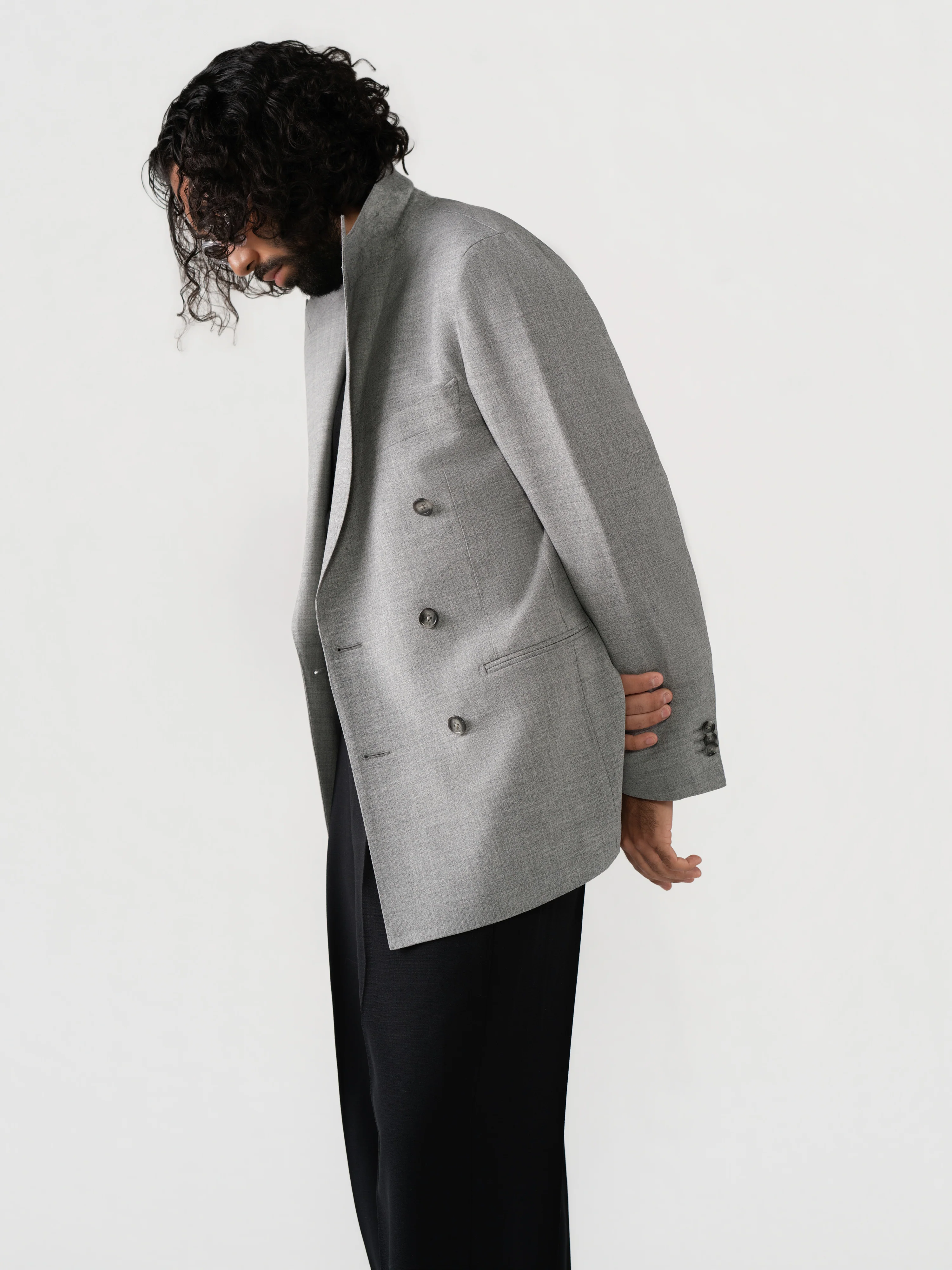 Light Grey High Twist Wool Jacket (DB) - Image 6