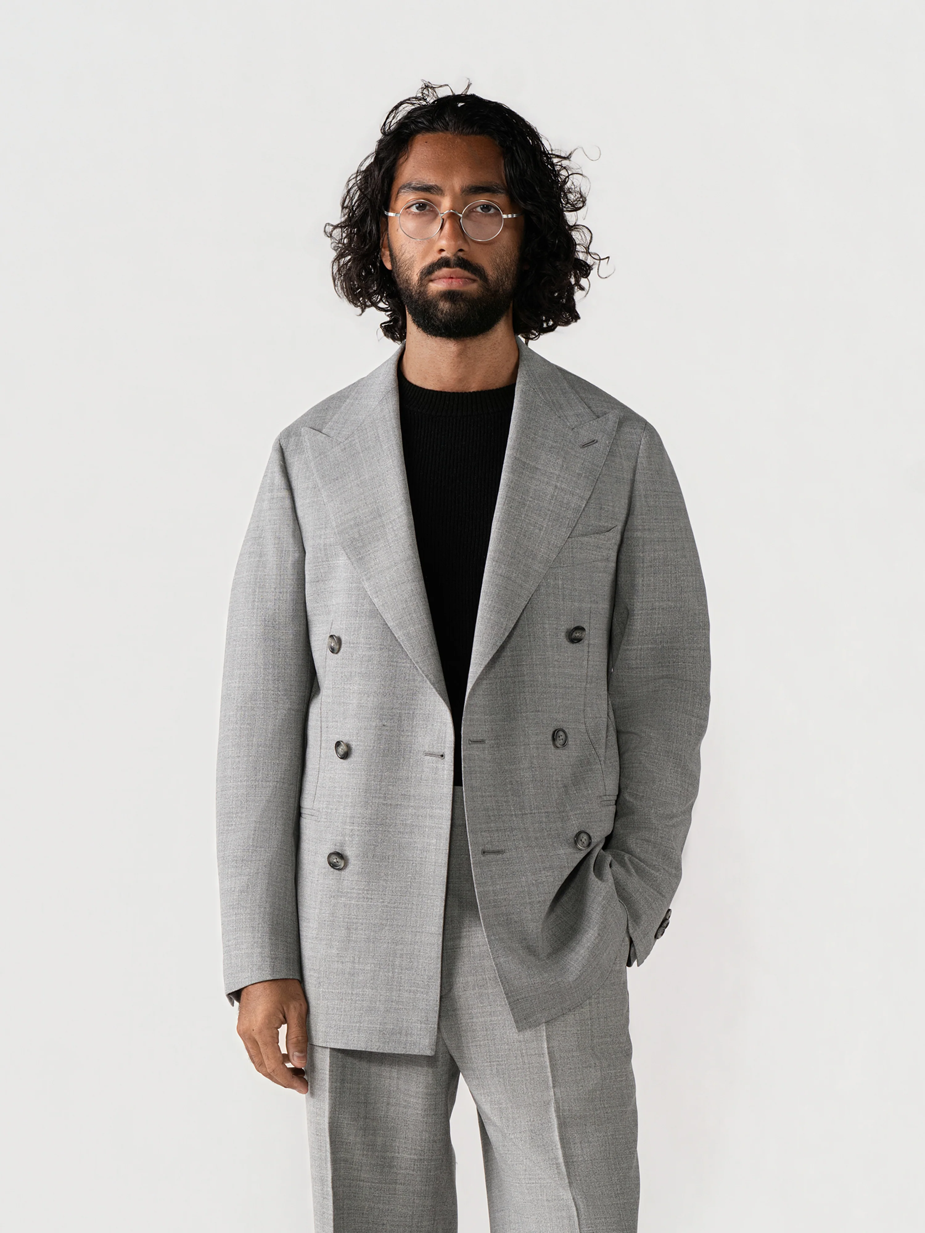 Light Grey High Twist Wool Suit (DB) - Image 3