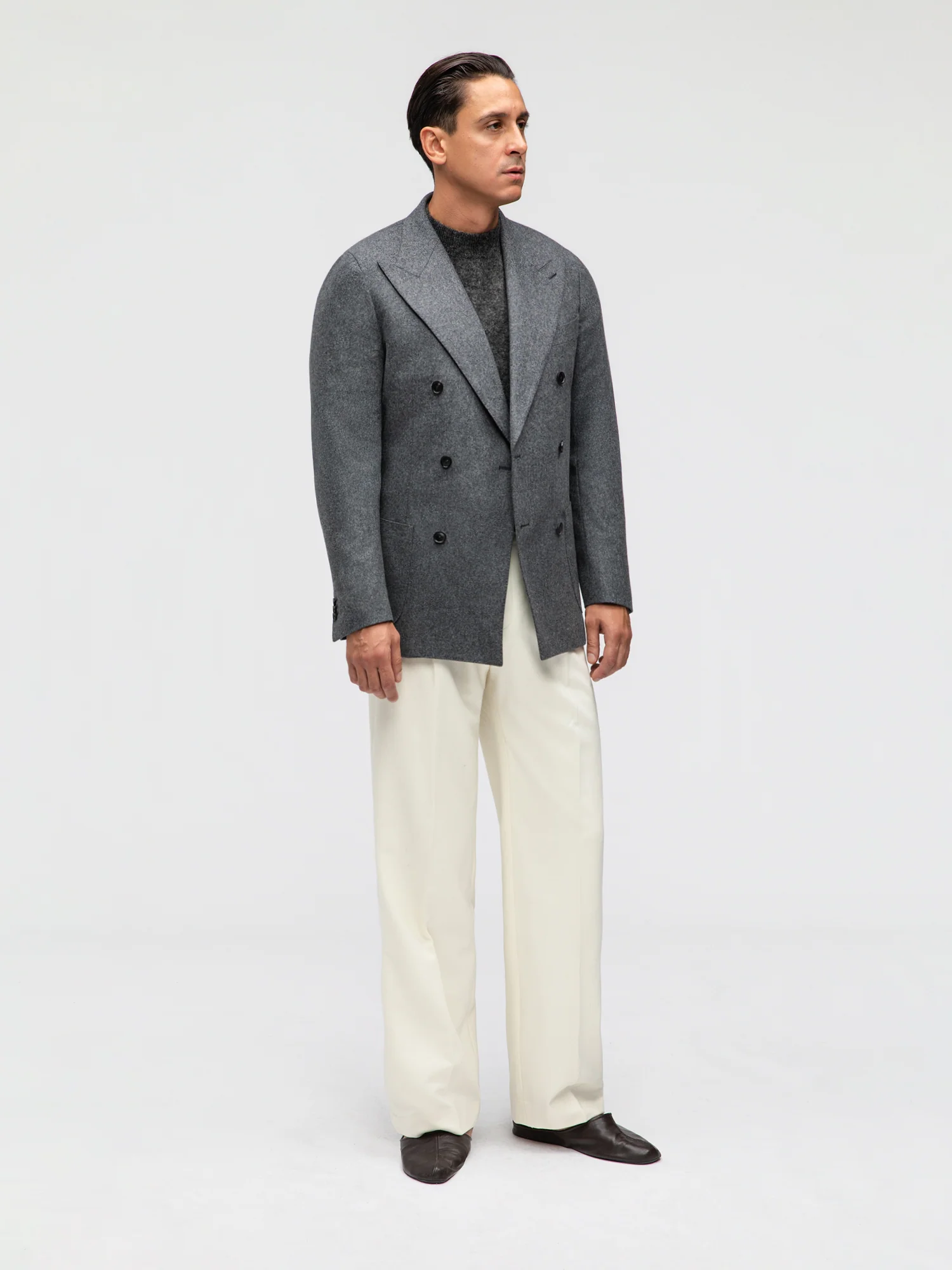 Mid Grey Flannel Wool Jacket (DB) - Image 3