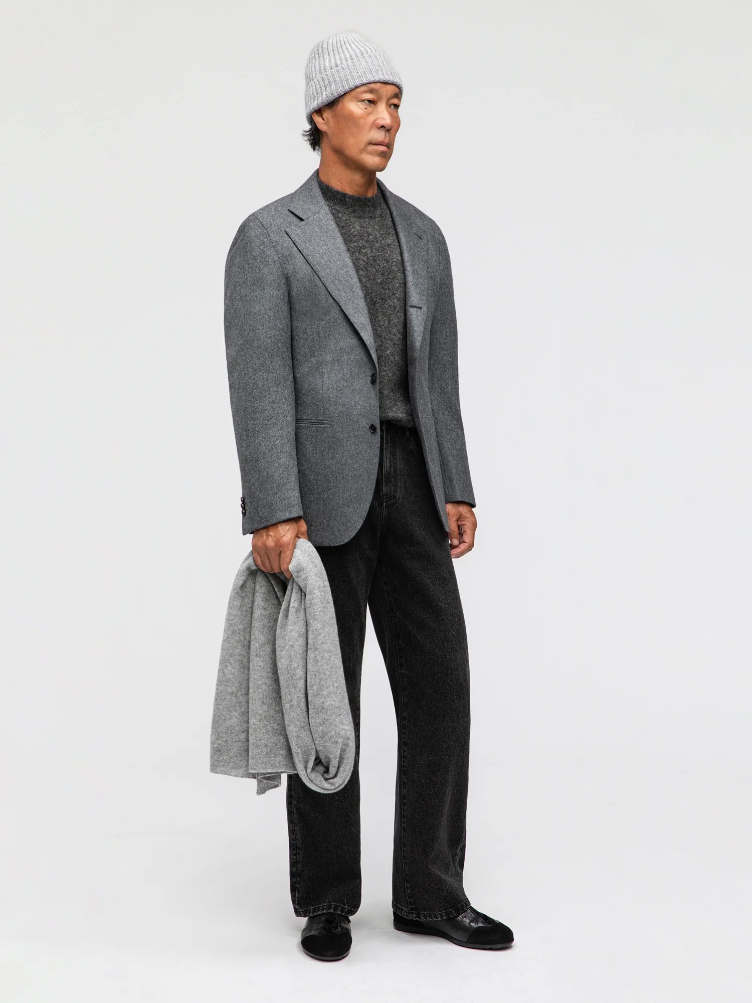 Mid Grey Flannel Wool Jacket (SB) - Image 3