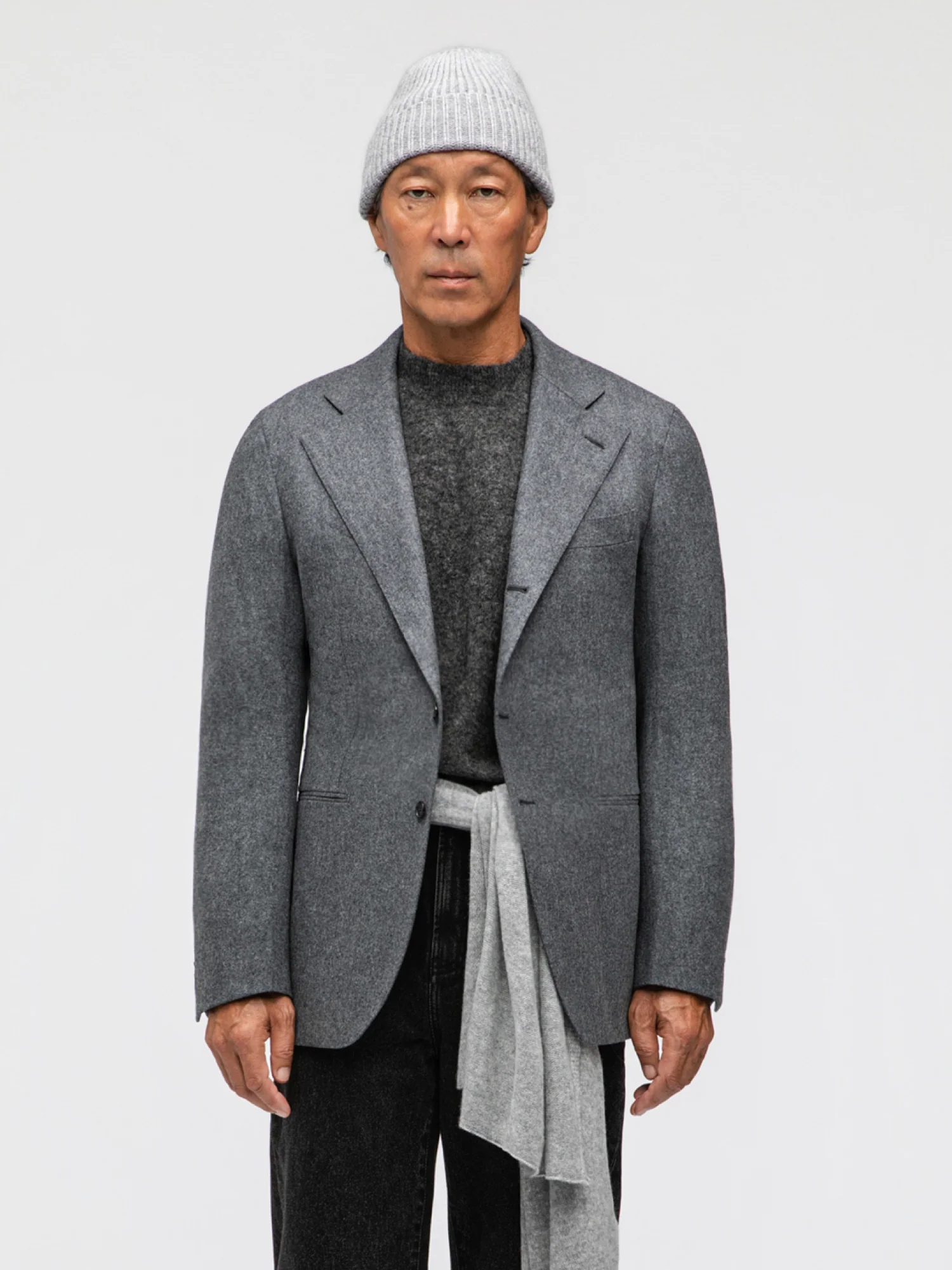 Mid Grey Flannel Wool Jacket (SB) - Image 4