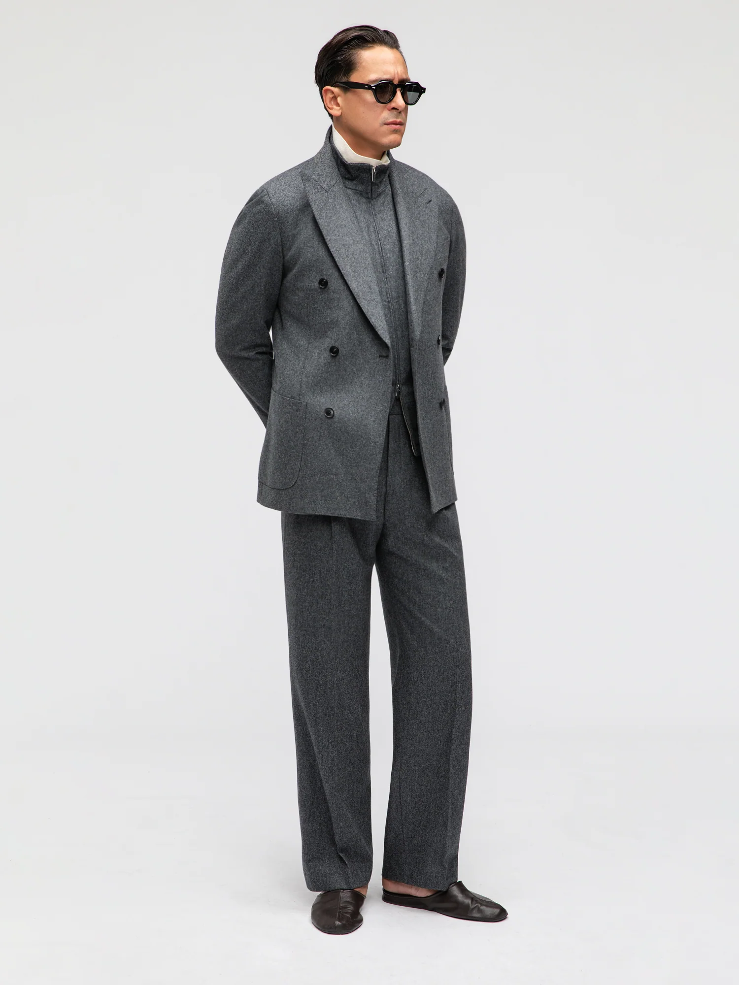 Mid Grey Flannel Wool Suit (DB) - Image 3