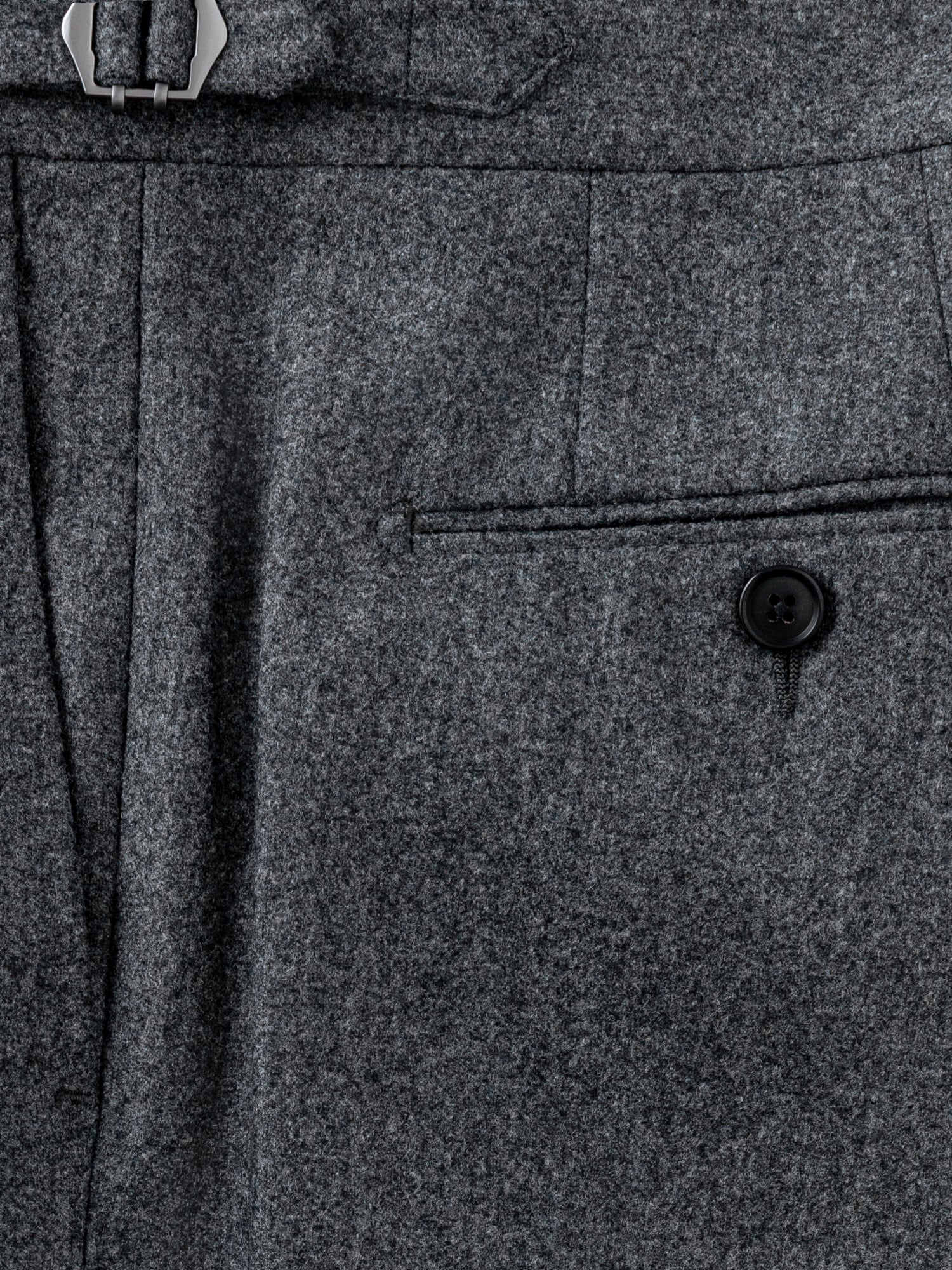 Mid Grey Flannel Wool Trousers (Straight Fit) - Image 5
