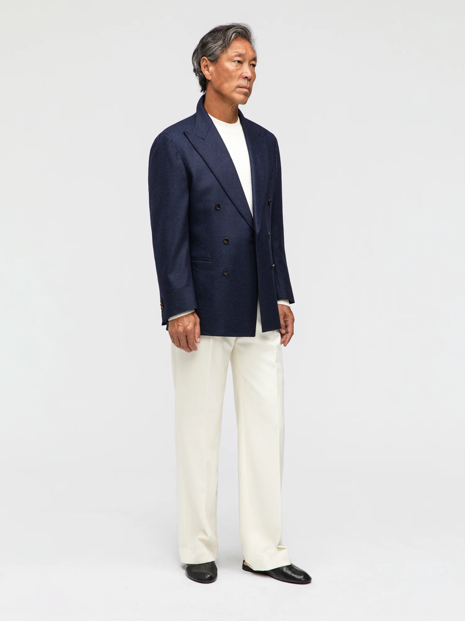 Navy Flannel Wool Jacket (DB) - Image 3