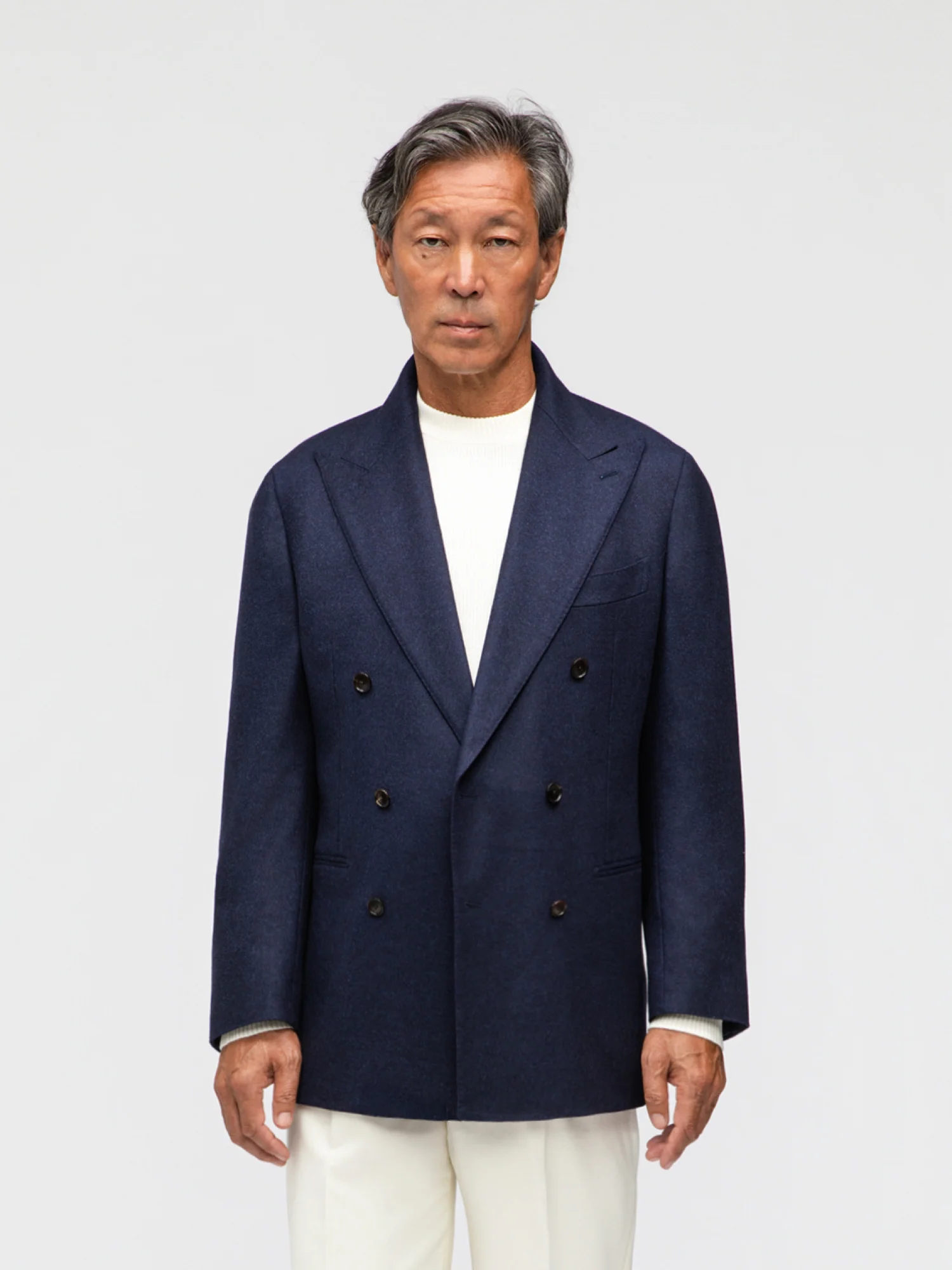 Navy Flannel Wool Jacket (DB) - Image 4