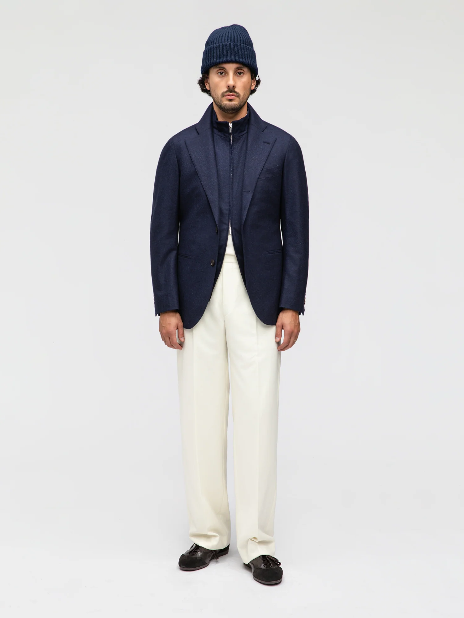 Navy Flannel Wool Jacket (SB)
