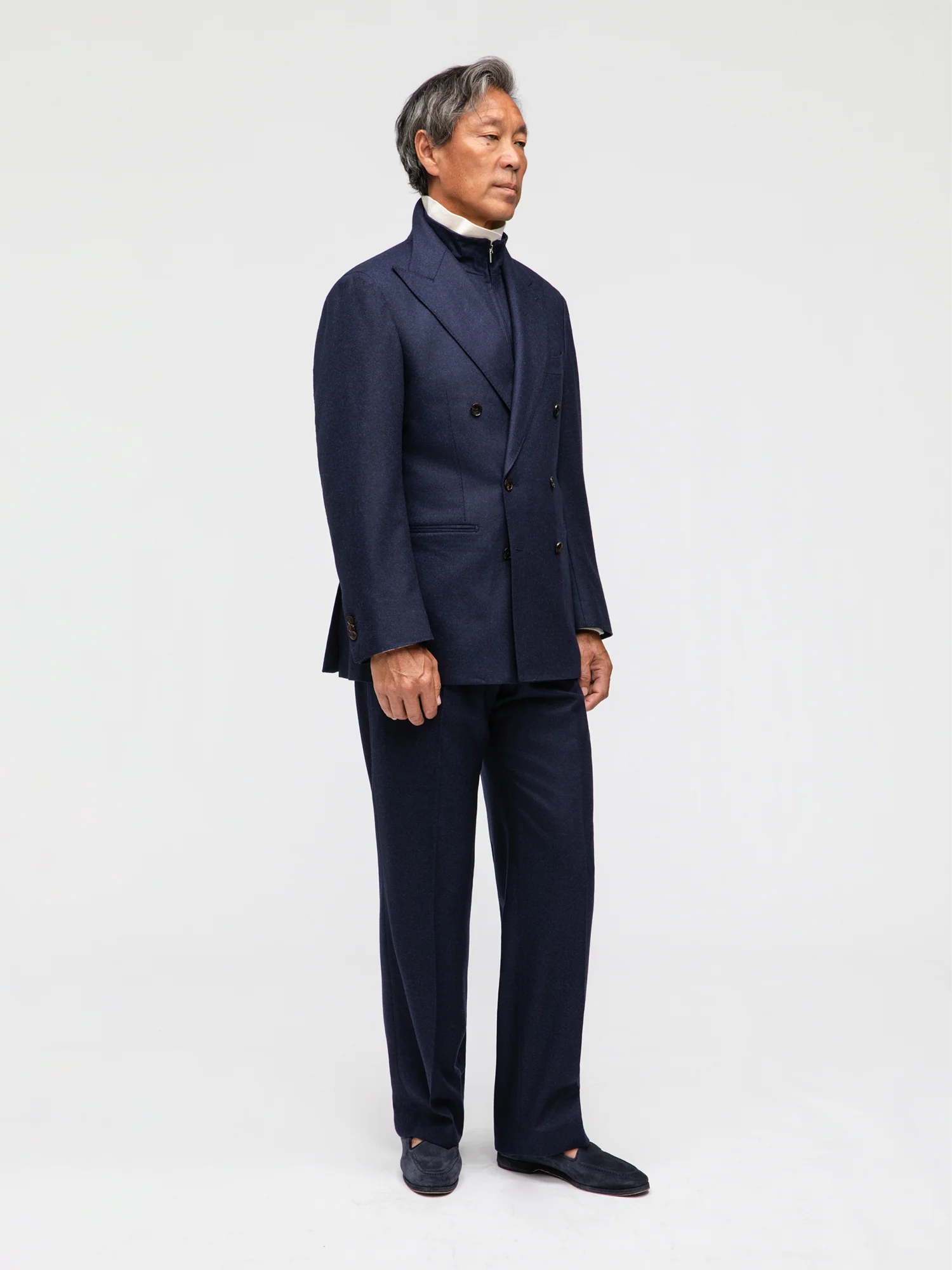 Navy Flannel Wool Suit (DB) - Image 3