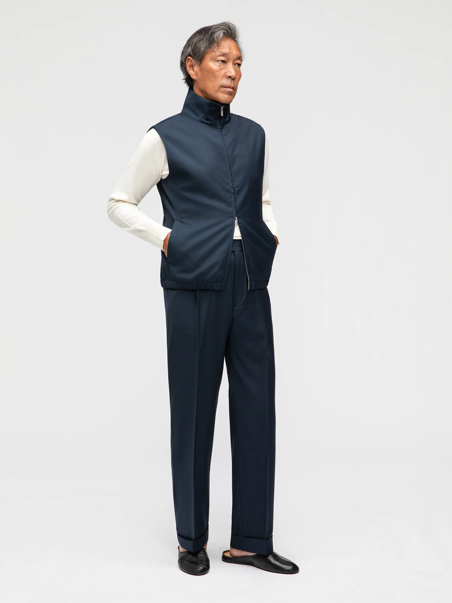 Navy Wool Vest - Image 3