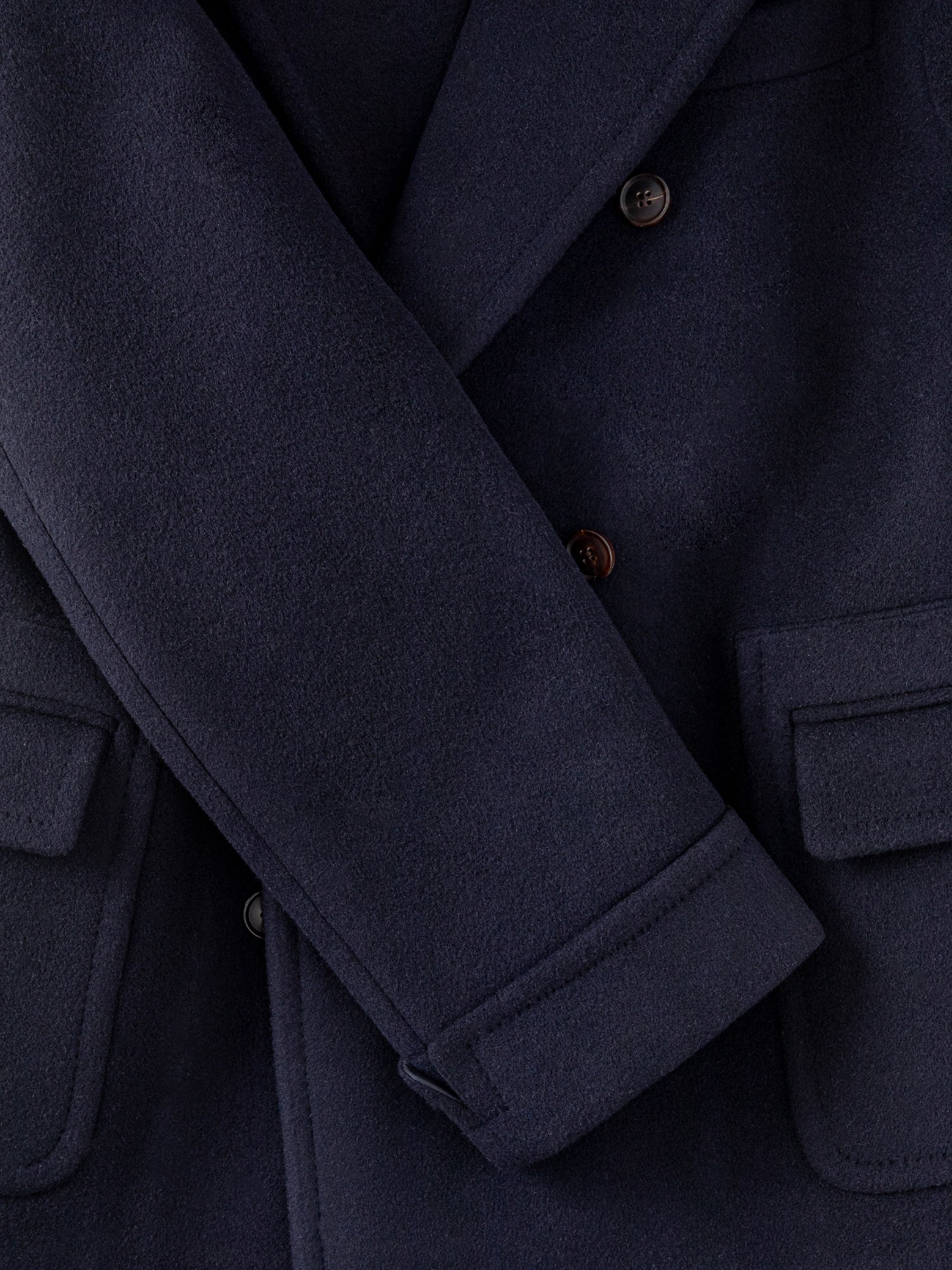 Navy Wool Cashmere Polo Coat - Image 7