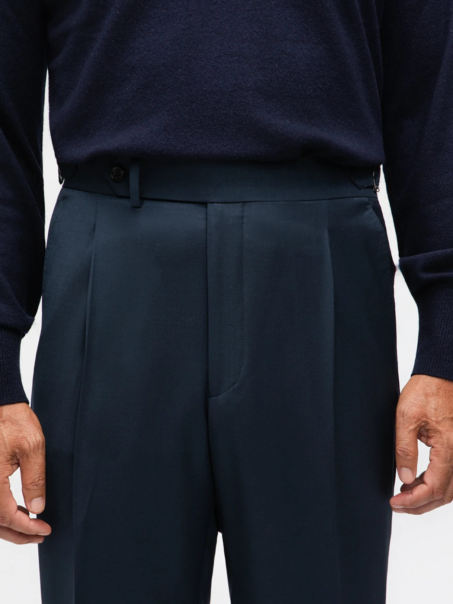Navy Wool Trousers (Straight Fit) - Image 4