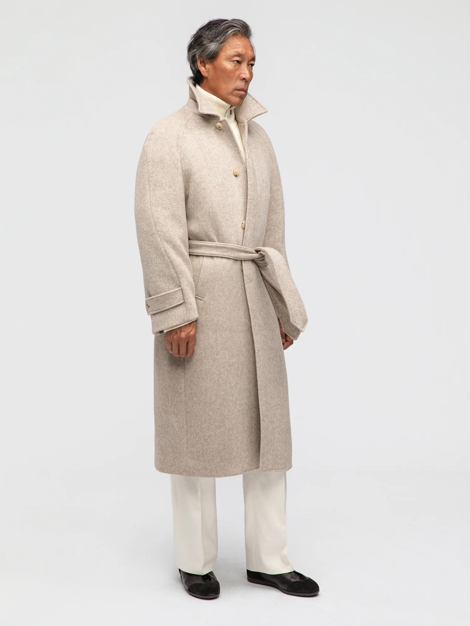 Oatmeal Wool Raglan Coat - Image 3
