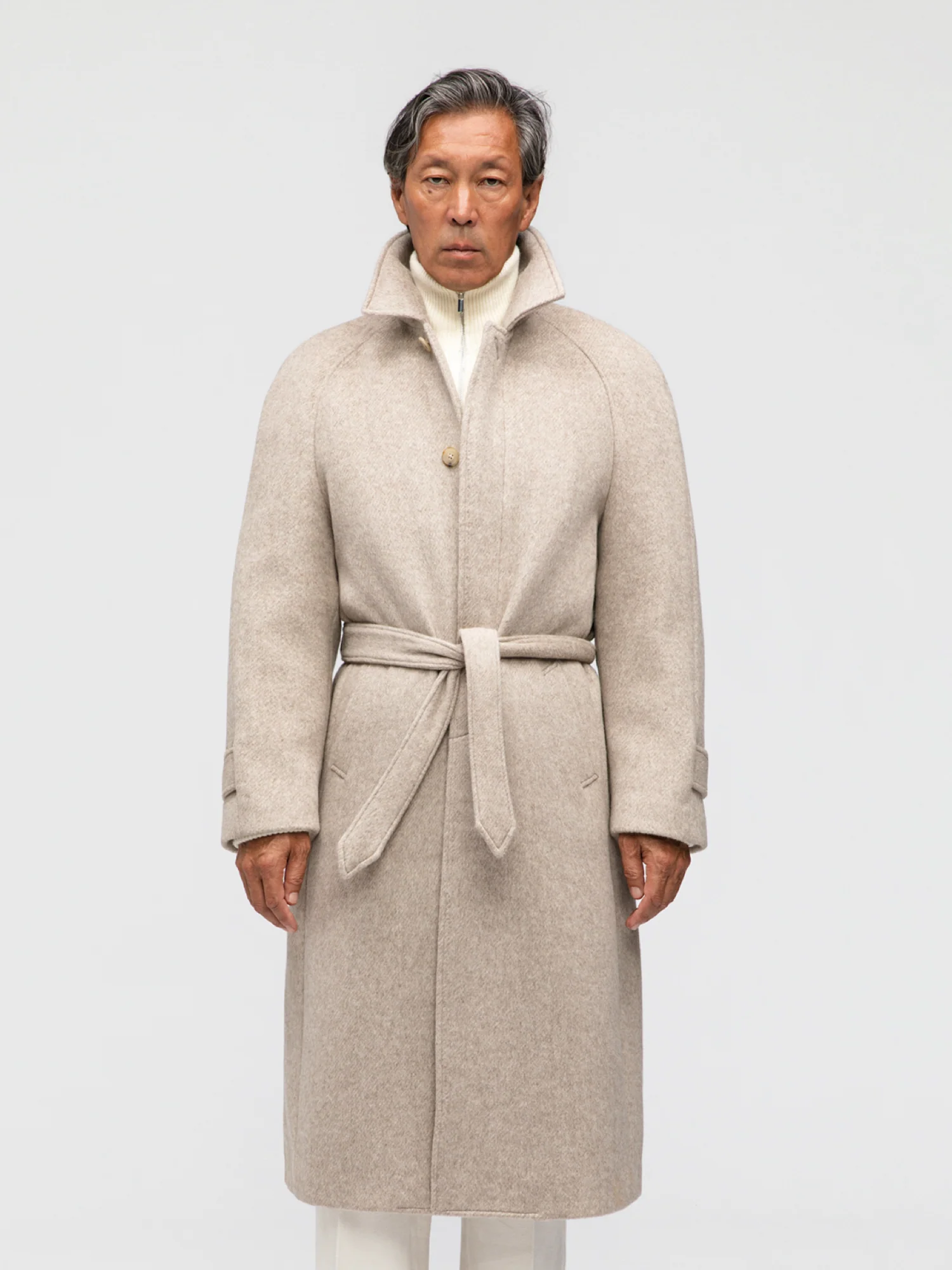 Oatmeal Wool Raglan Coat - Image 4