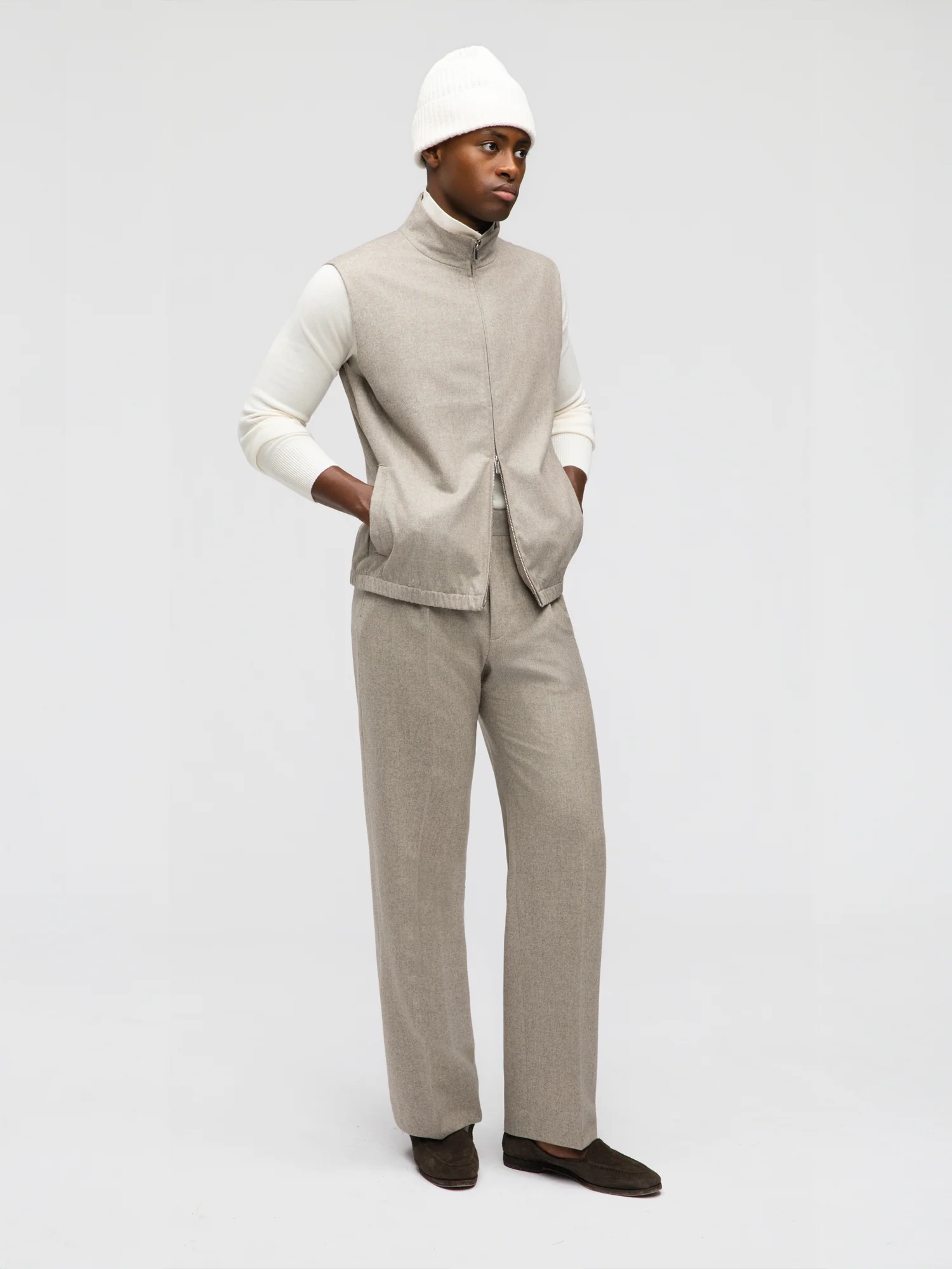 Taupe Flannel Vest - Image 3