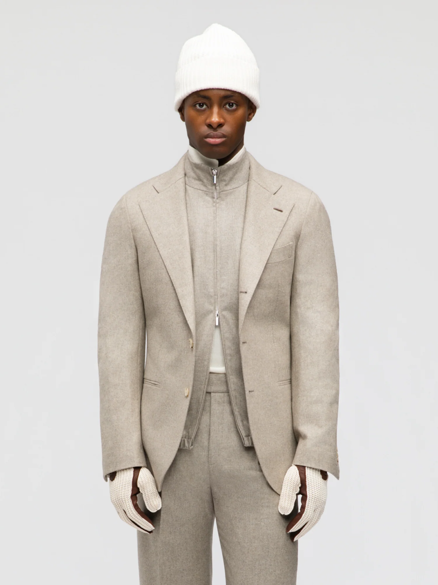 Taupe Flannel Wool Suit - Image 4