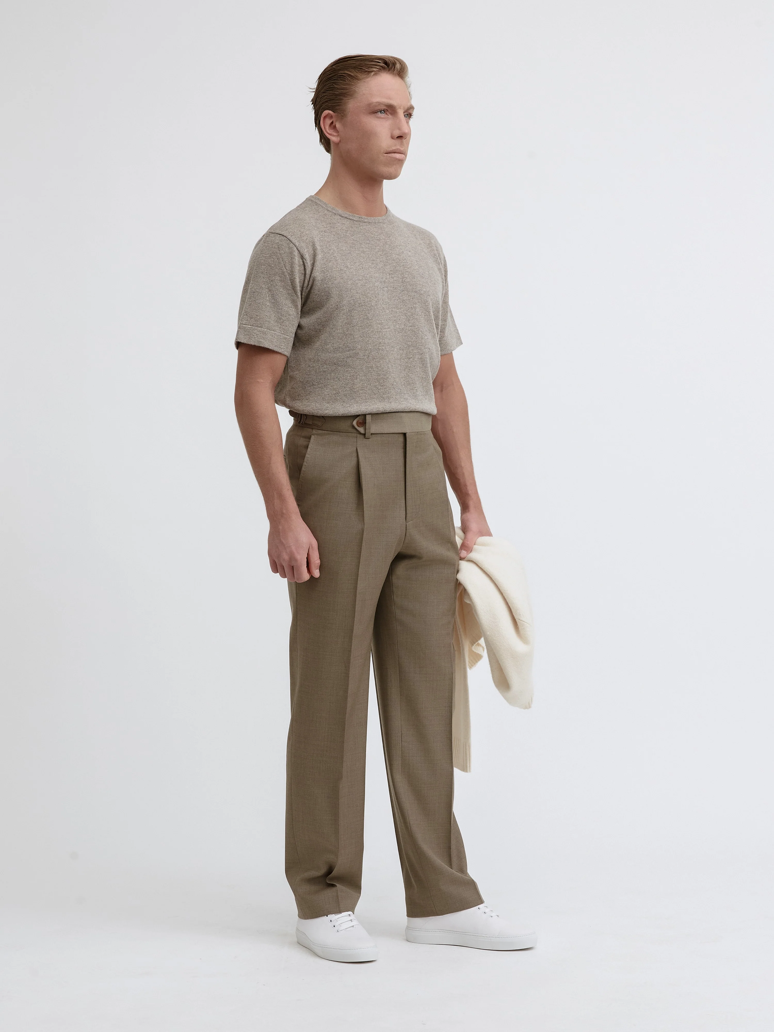 Taupe Merino Wool Cashmere T-shirt - Image 4
