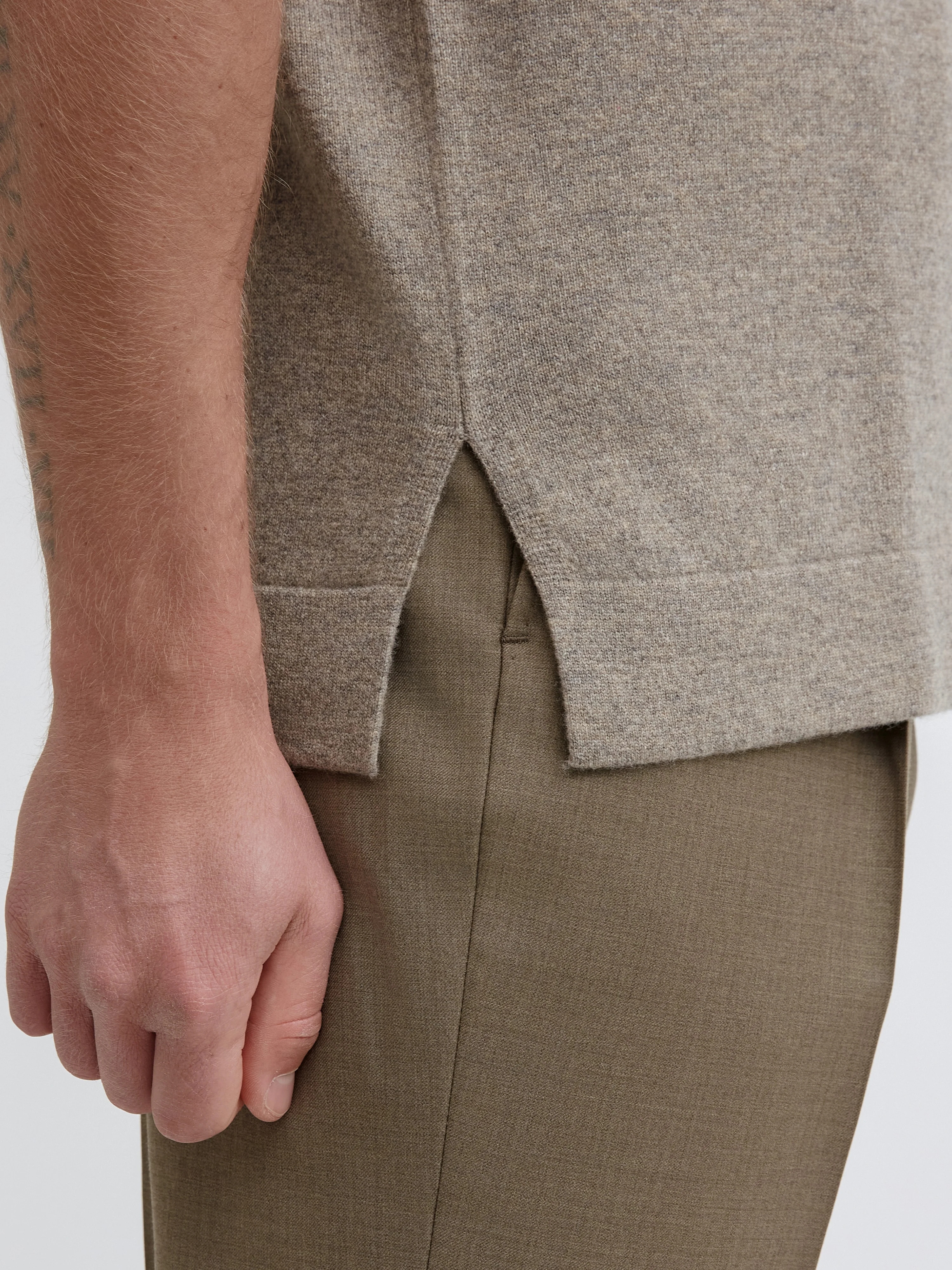 Taupe Merino Wool Cashmere T-shirt - Image 5