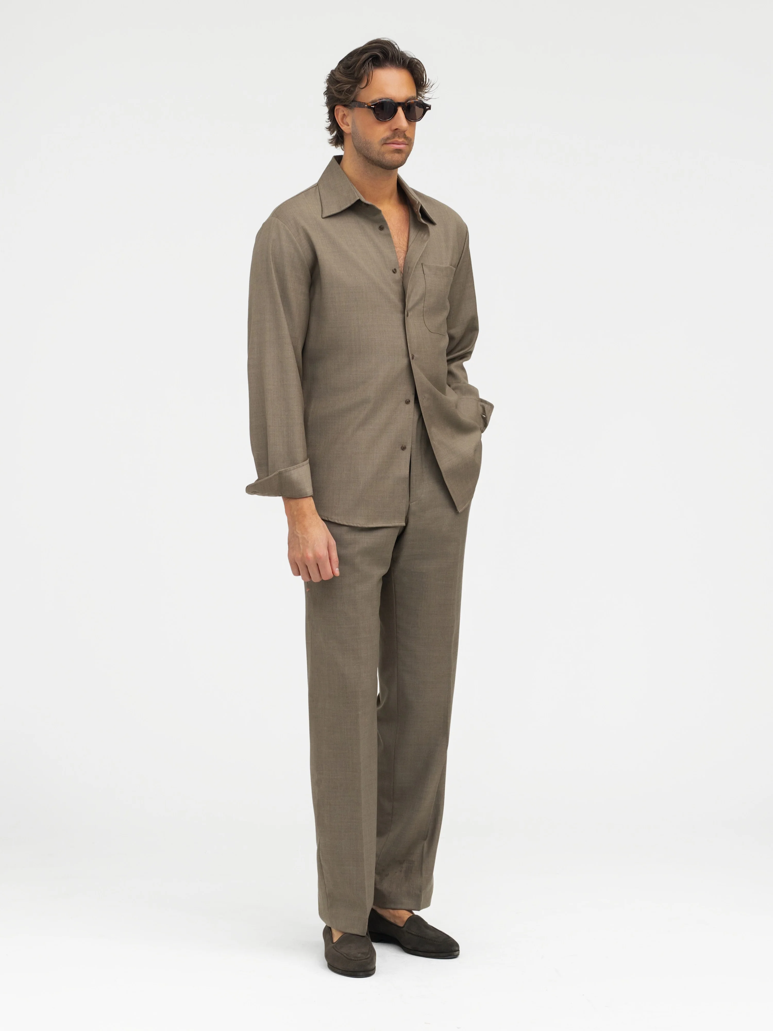 Taupe Wool Shirt - Image 4