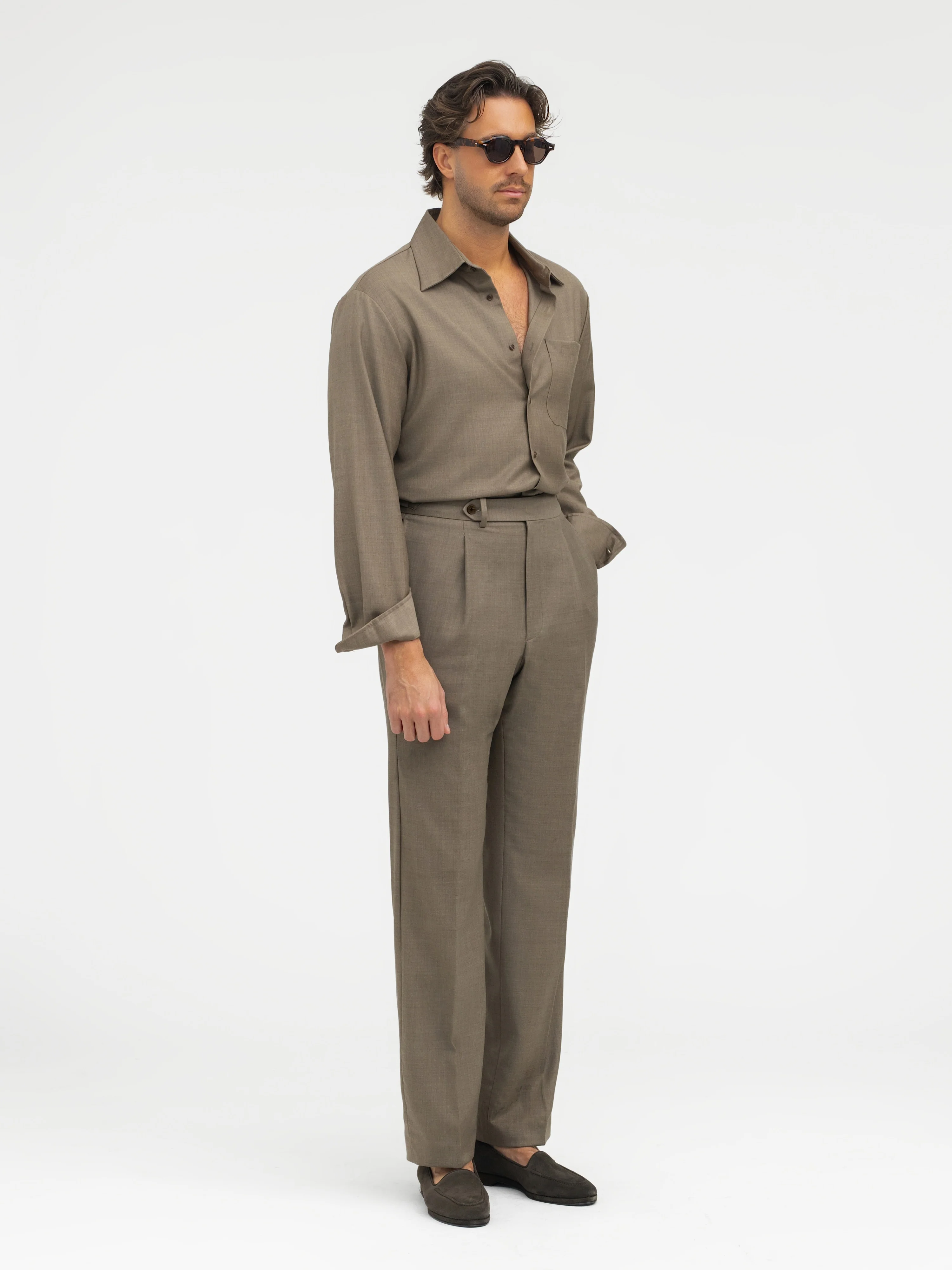 Taupe Wool Trousers (Wide Fit) - Image 3