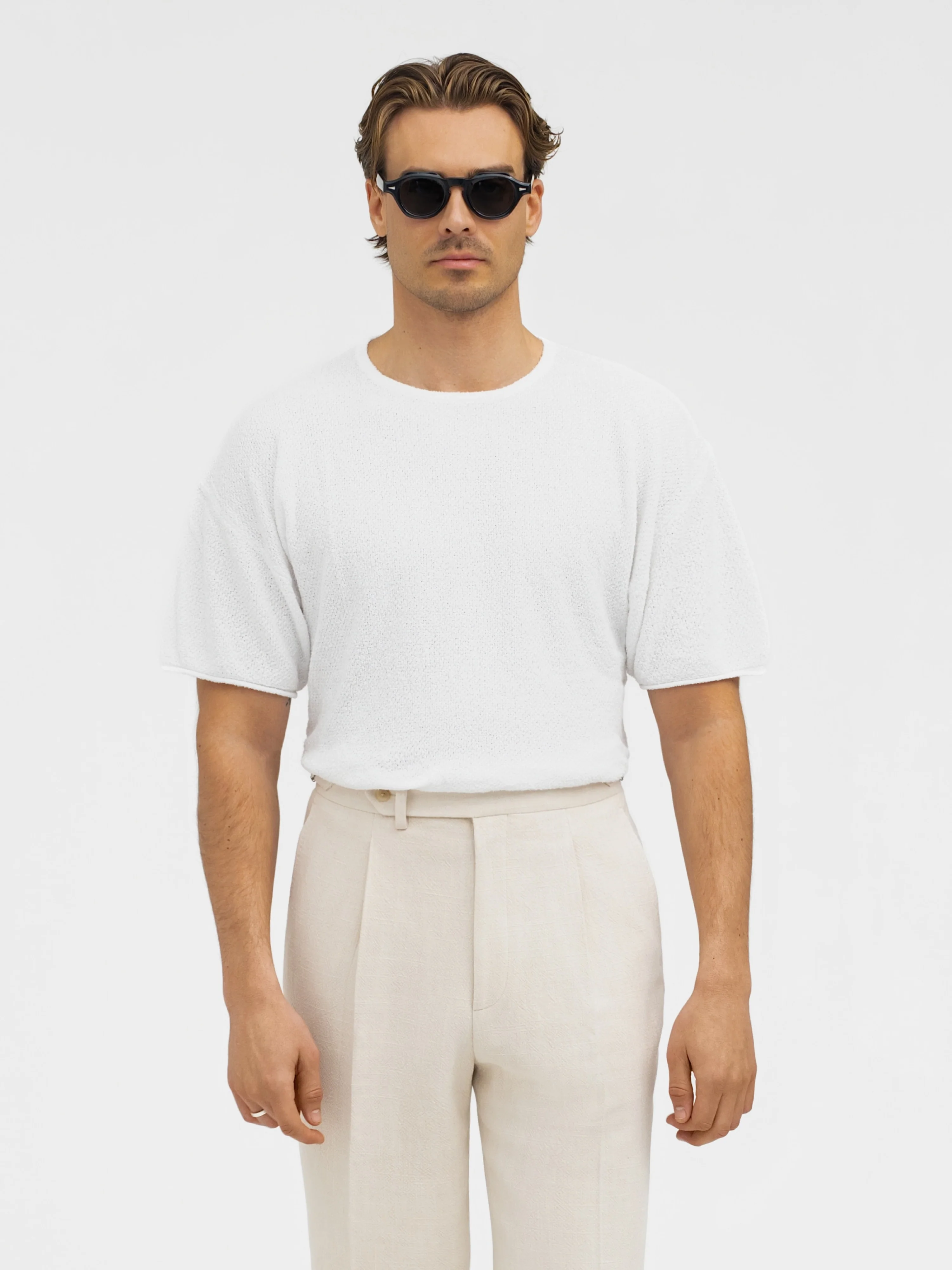 White Oversized Bouclé T-Shirt - Image 4